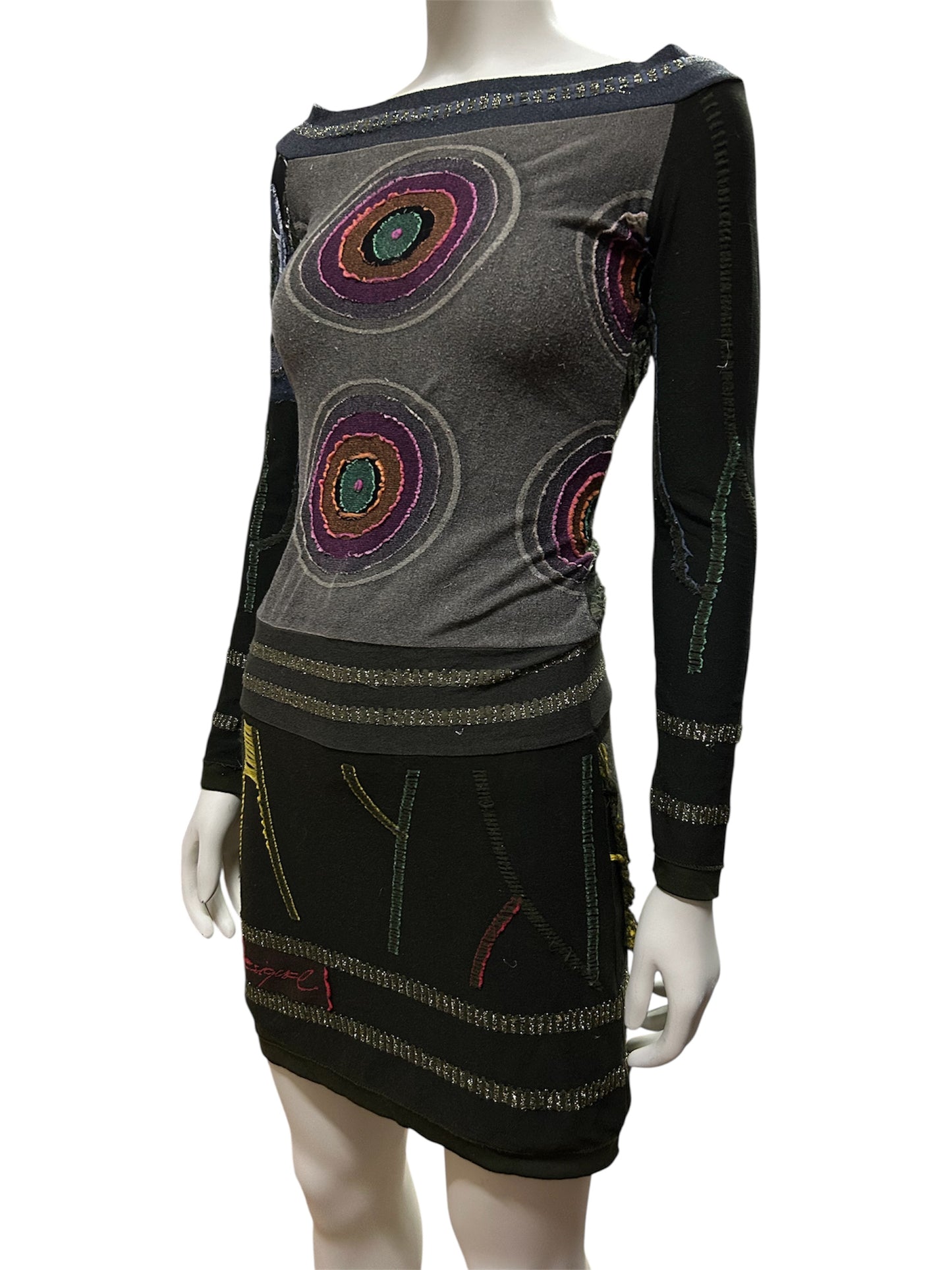 Desigual Mini Dress Green Nylon Blend