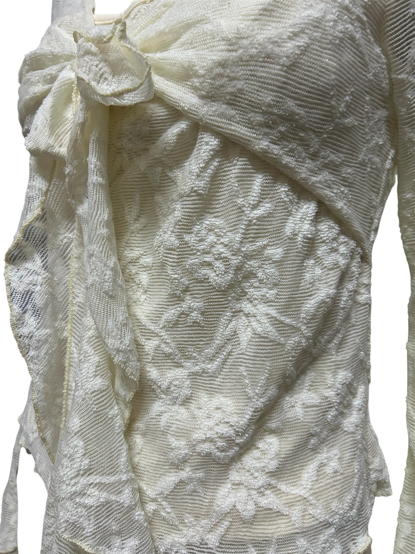 Off White Floral Lace Longsleeve Top