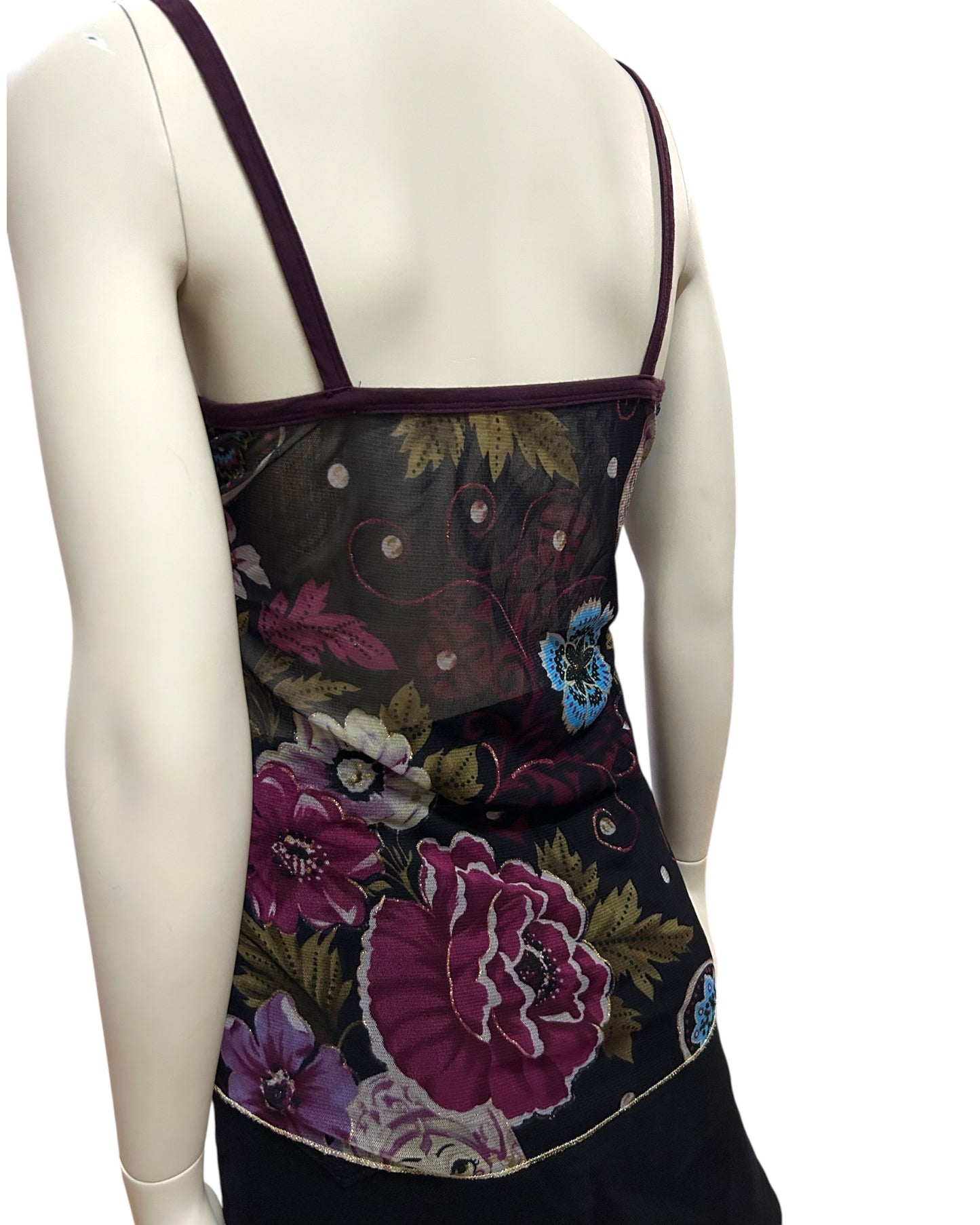 Vintage Floral Nesting Doll Pattern Sleeveless Tops Small