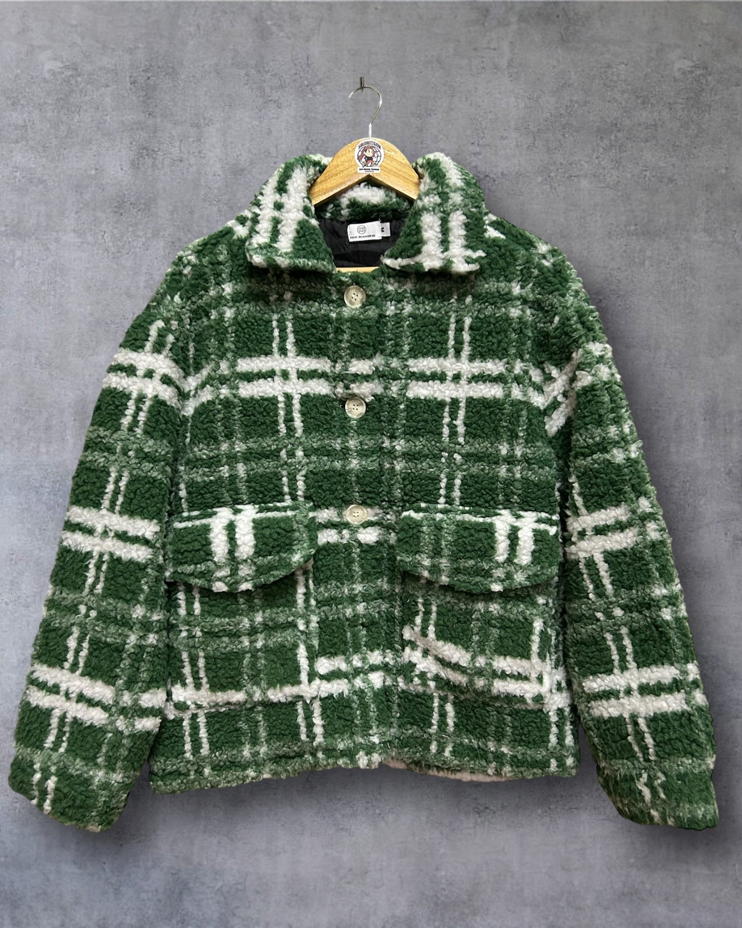 Green Fleece Plaid Coat Medium to Large