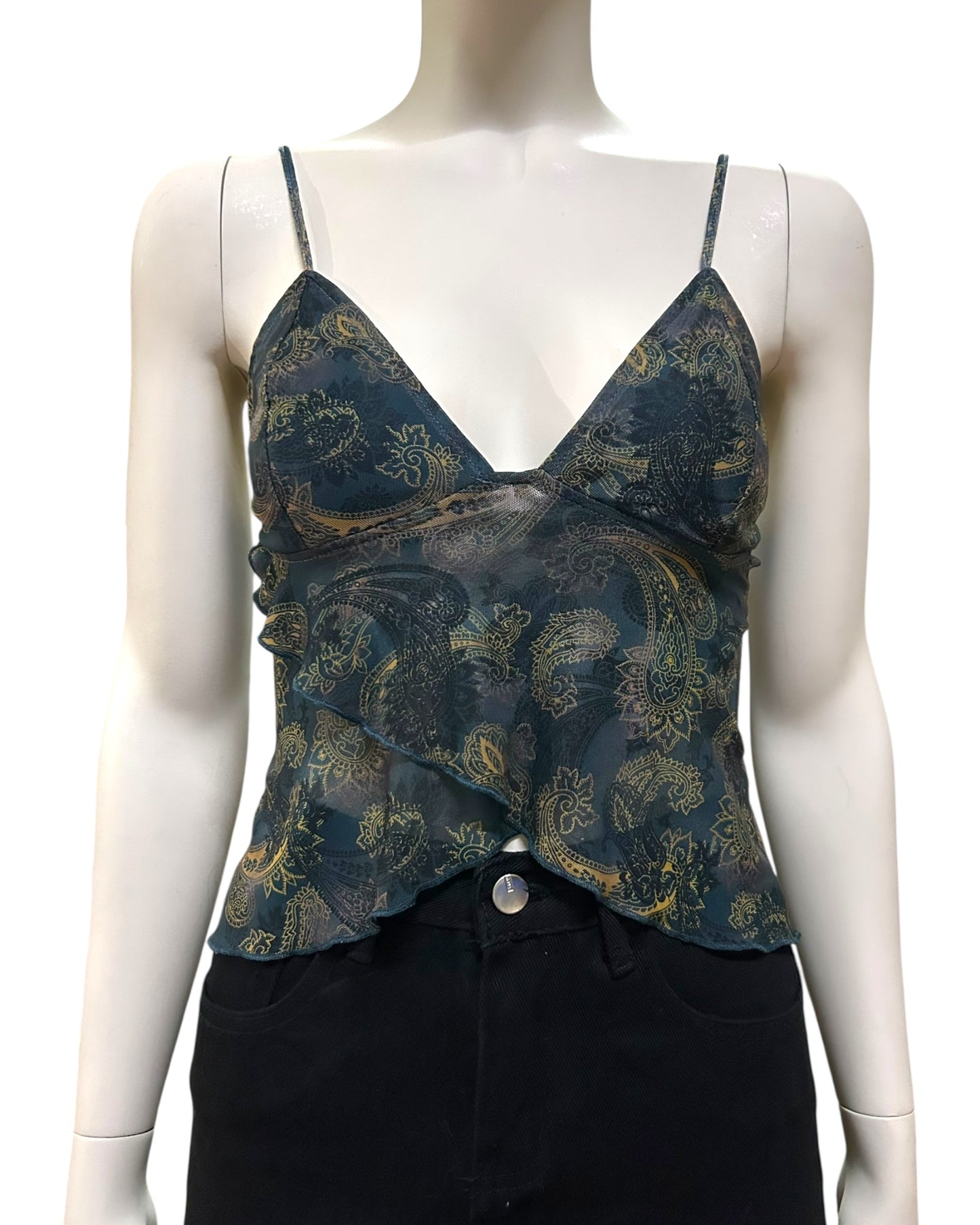 Cross Over Mesh Crop Cami Top Small to Medium
