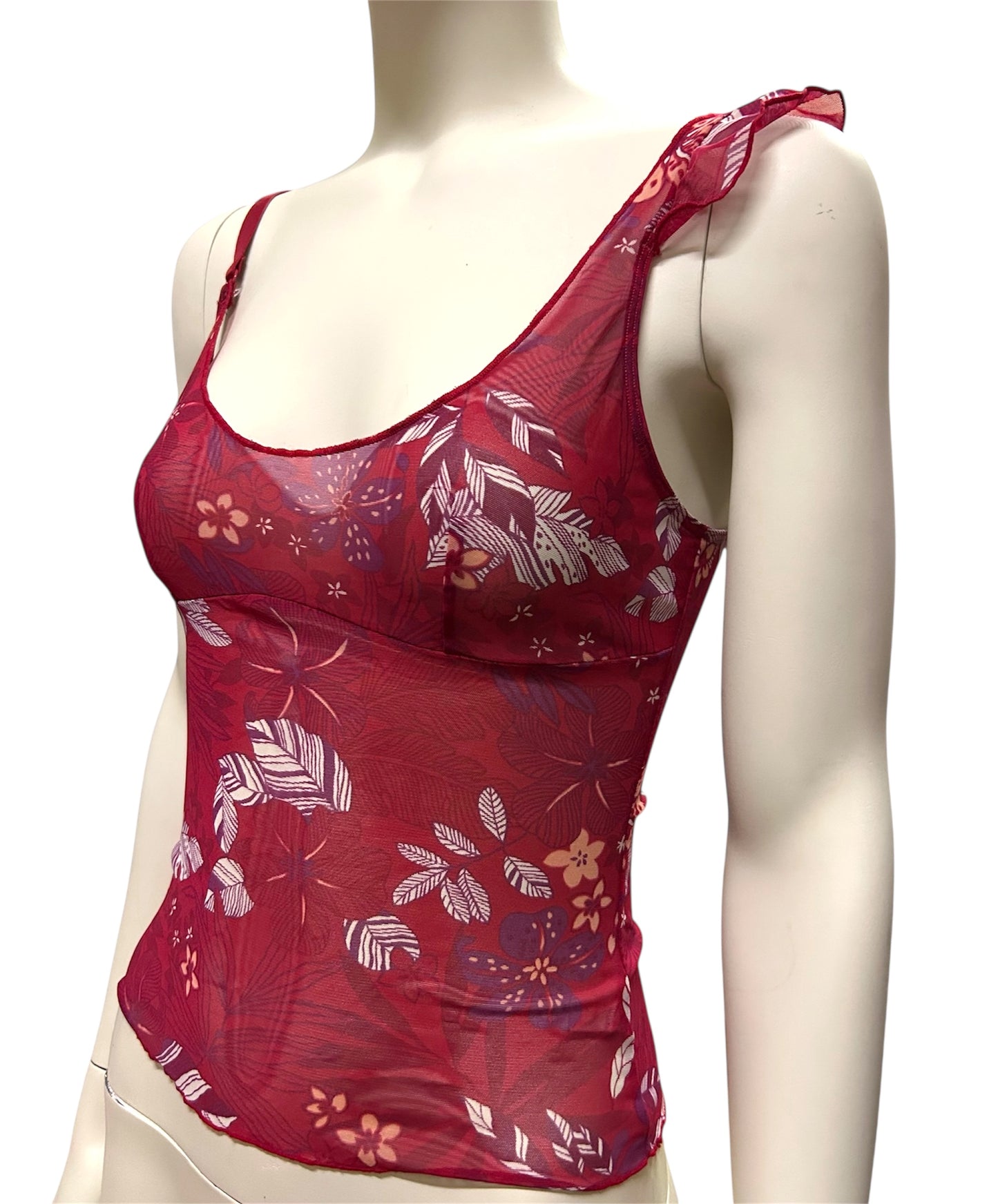 Red Floral Printed Cami Top