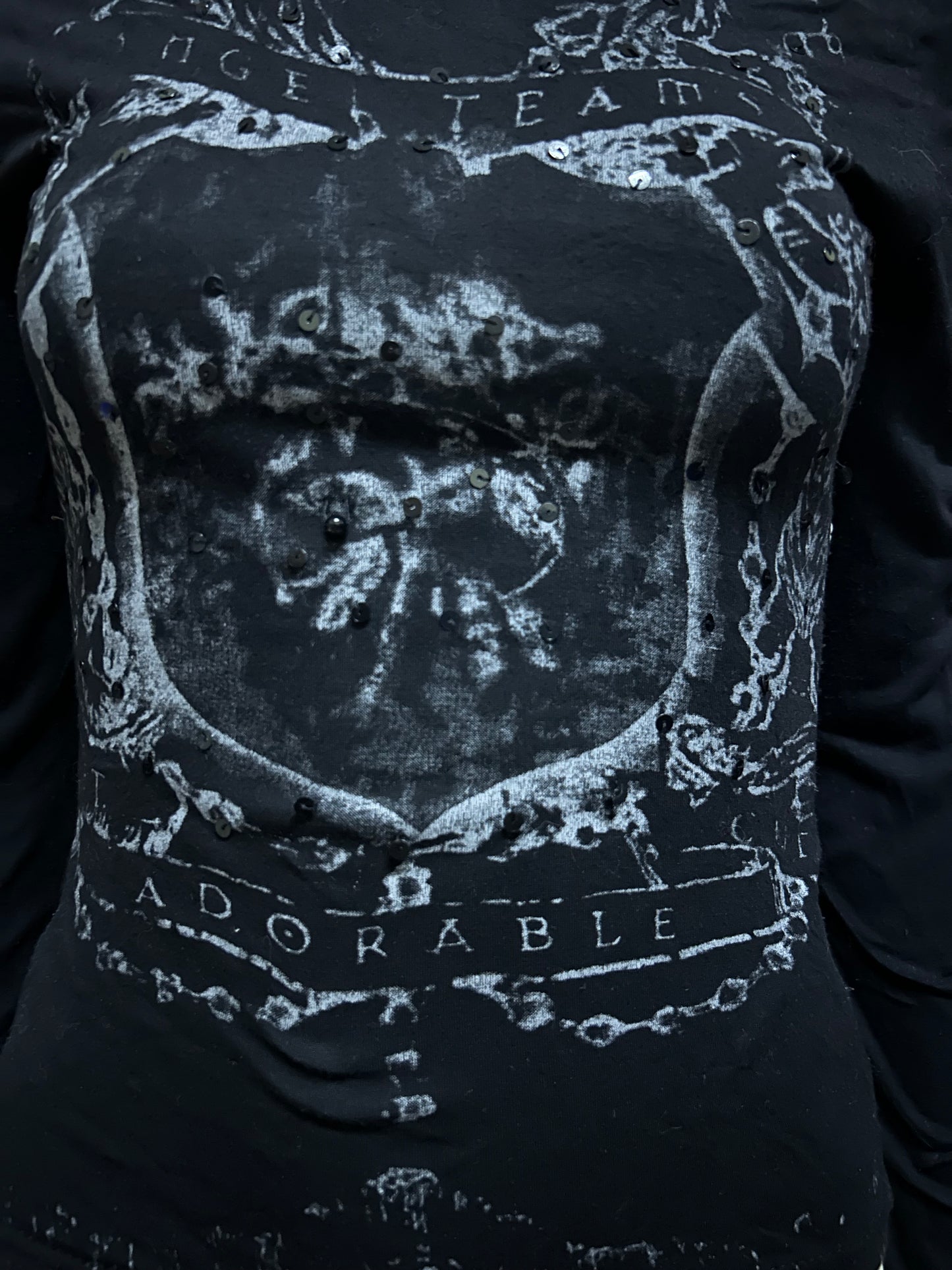Women Black Graphic with Hooded Long Sleeve
