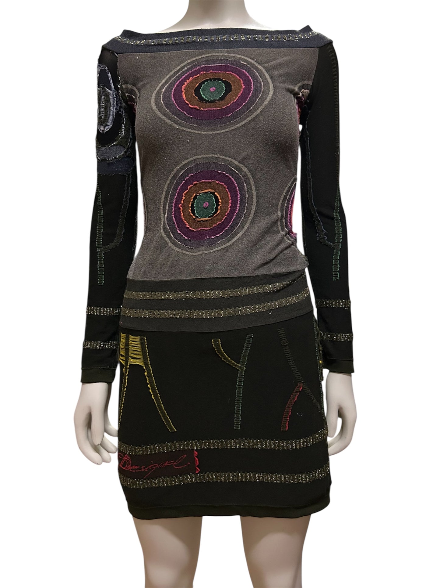 Desigual Mini Dress Green Nylon Blend
