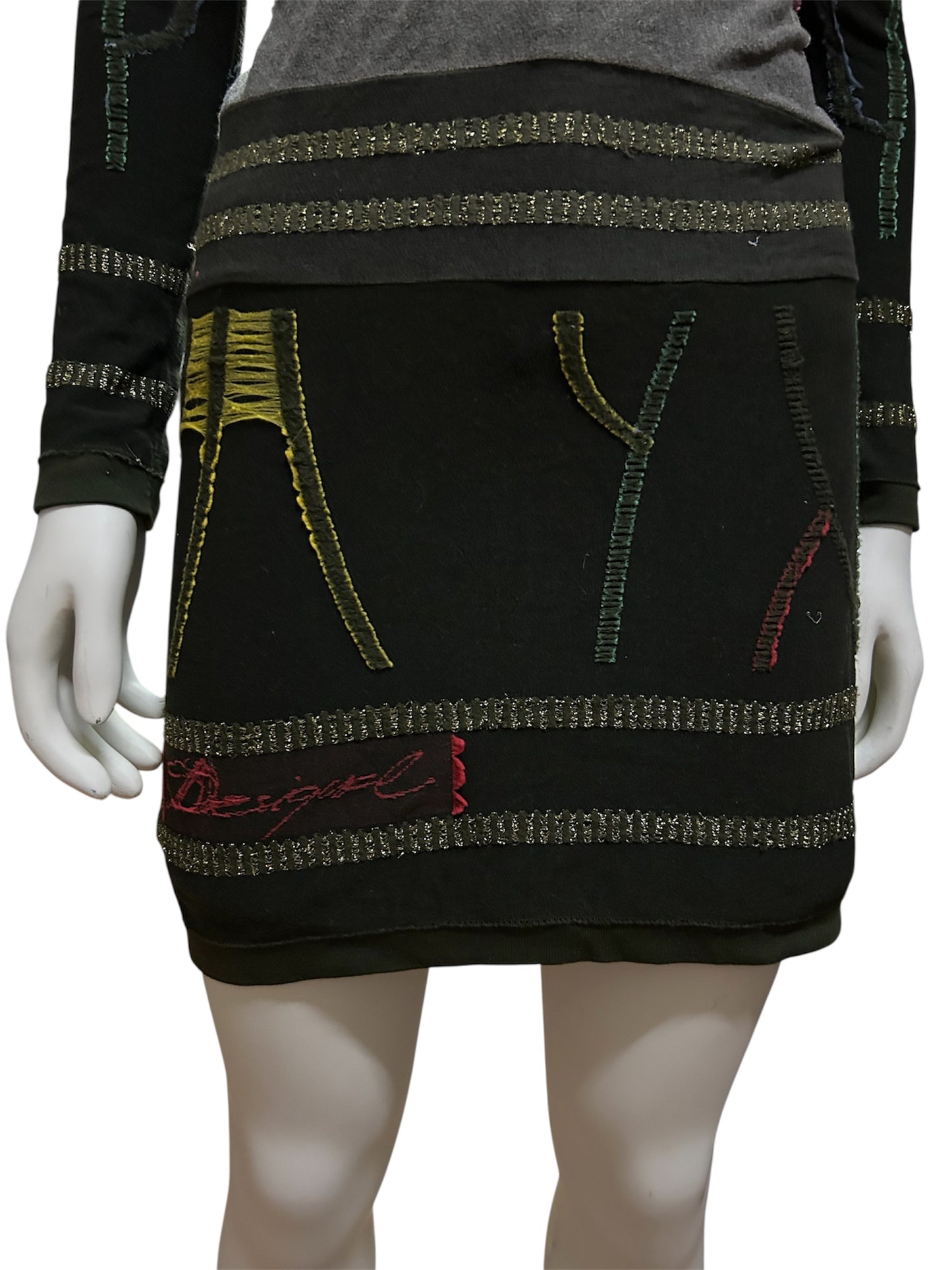 Desigual Mini Dress Green Nylon Blend