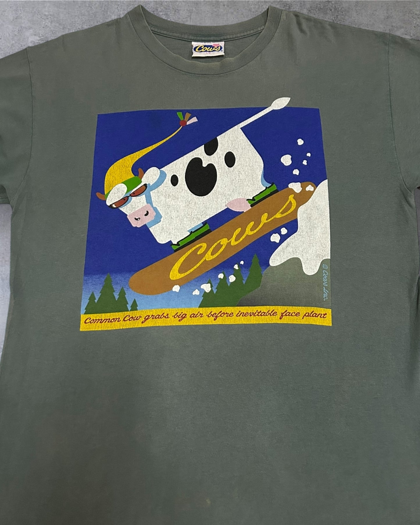 Vintage 90’s Cows Skiing Green Large on Tag Fit to XL