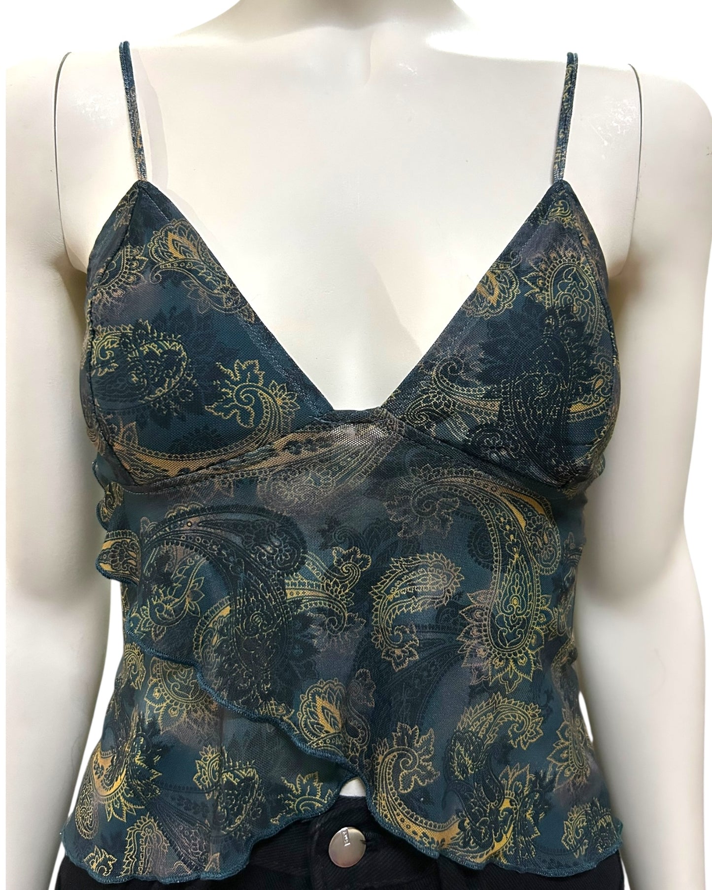 Cross Over Mesh Crop Cami Top Small to Medium