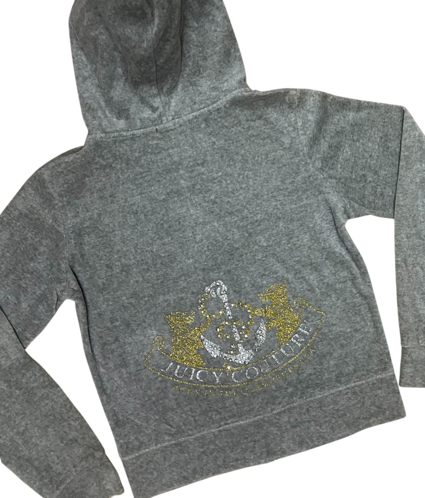 Y2k Juicy Couture Gray Zip Hoodie With Back Hit Large