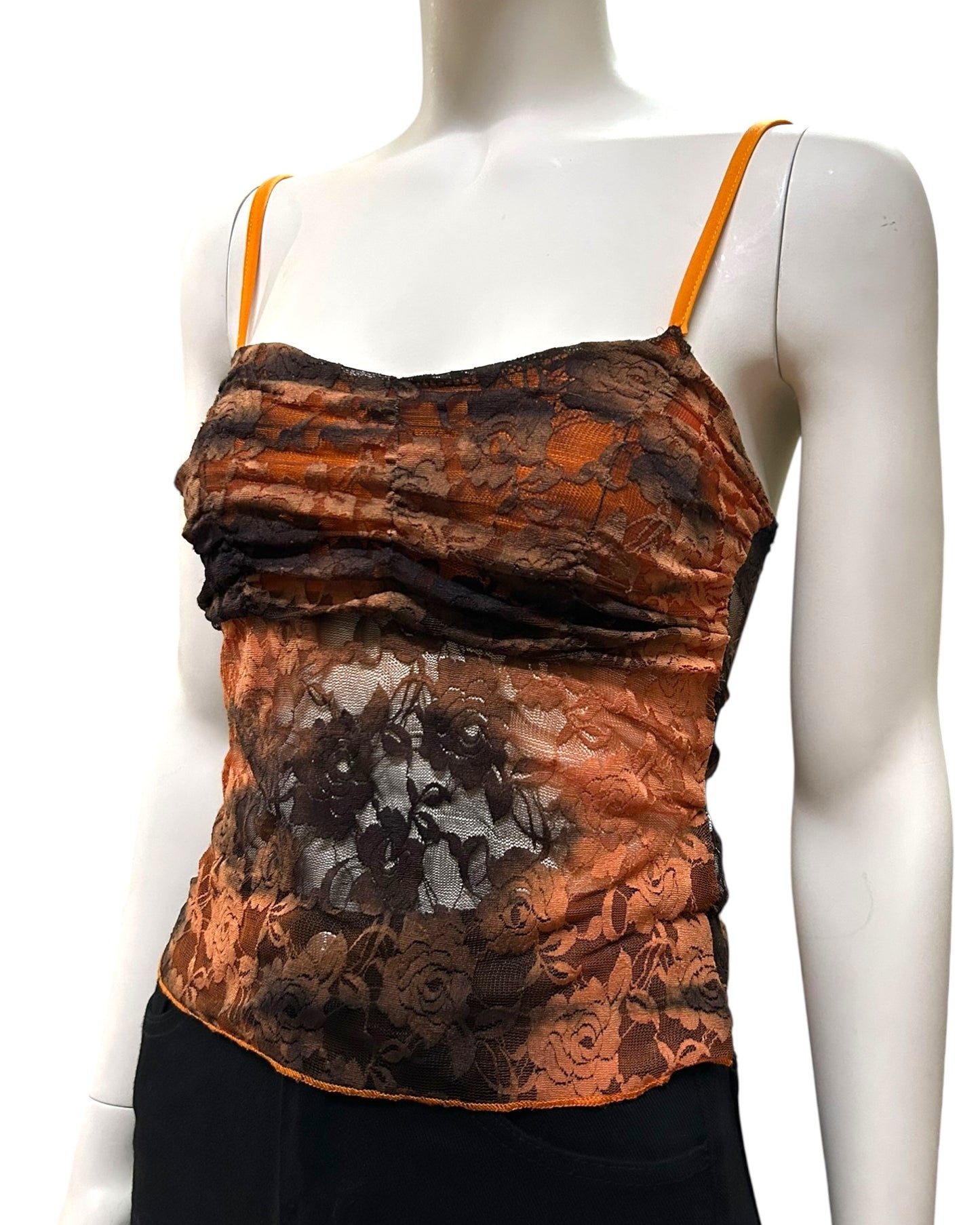 Orange & Black Lace Cami Top XS