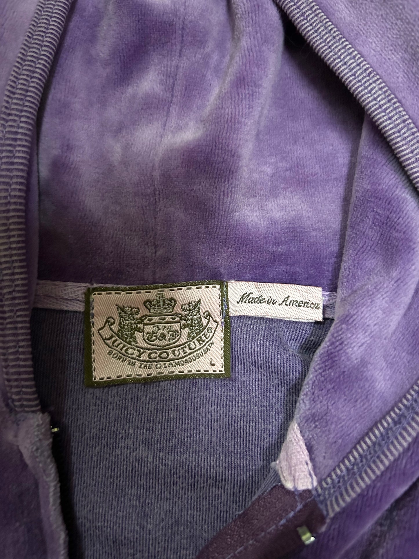 Y2k Juicy Couture Lavender Velour Zip Hoodie Large