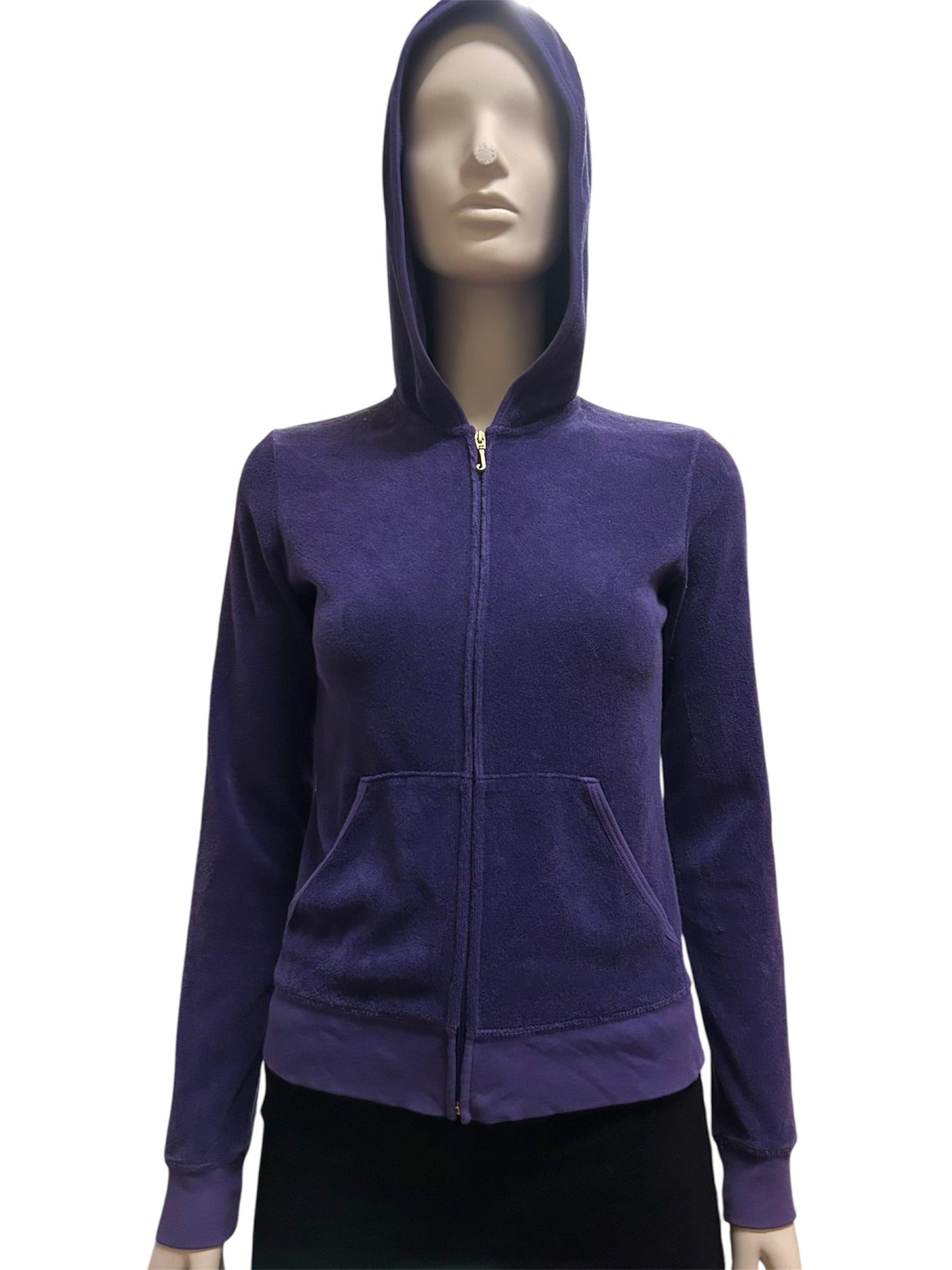 Y2K Juicy Couture Sequins Velour Full Zip Hoodie With Back Hit Small
