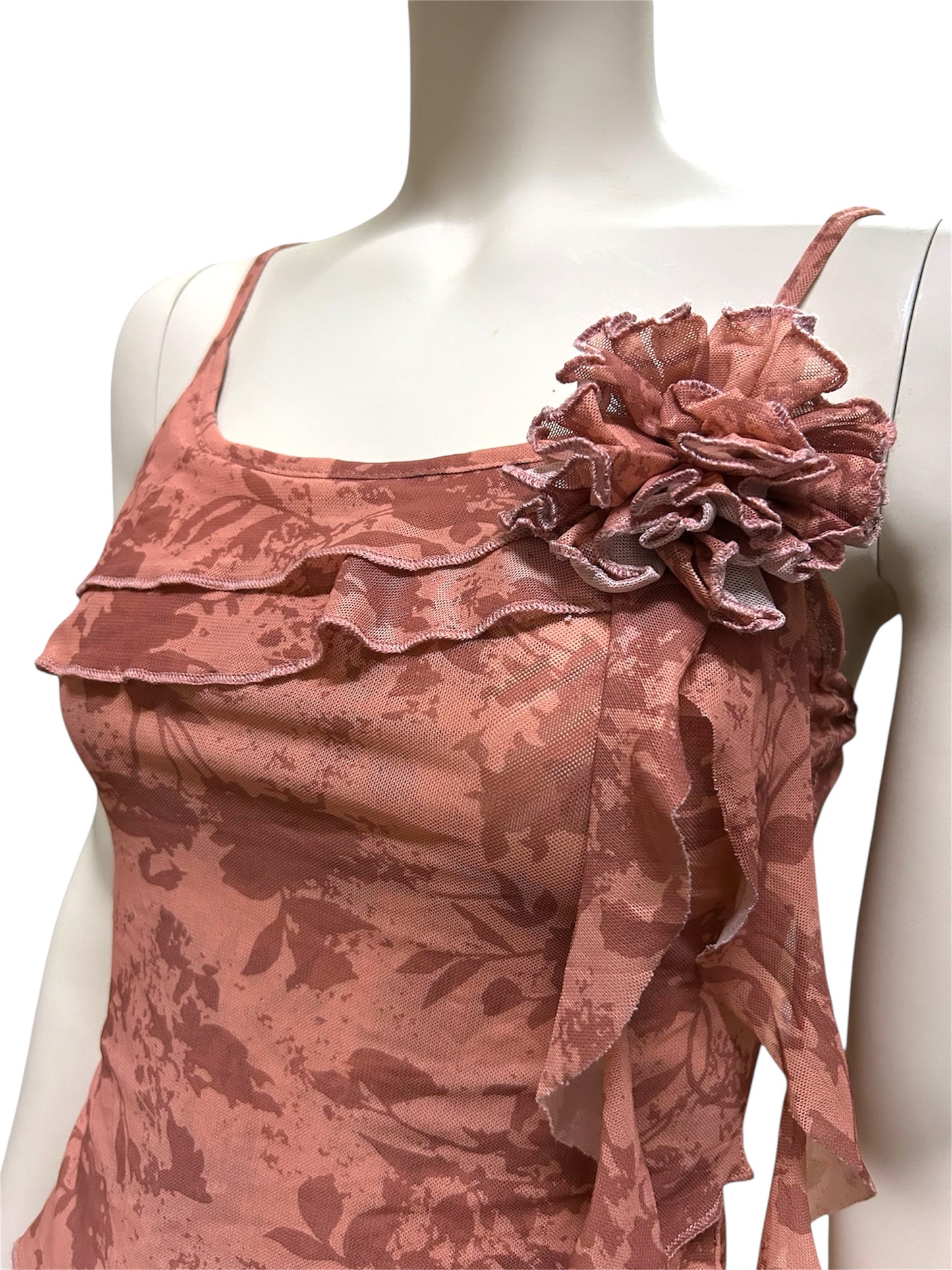 Women’s Flower Print 3d Floral Design Asymmetrical Hem Cami Top
