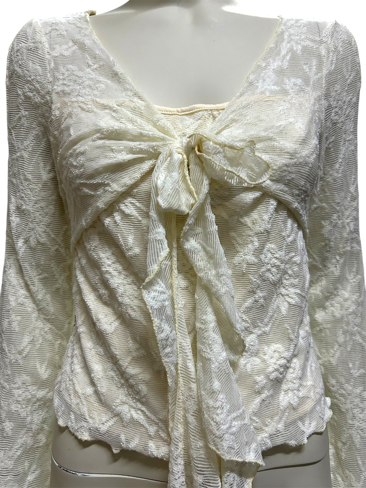 Off White Floral Lace Longsleeve Top
