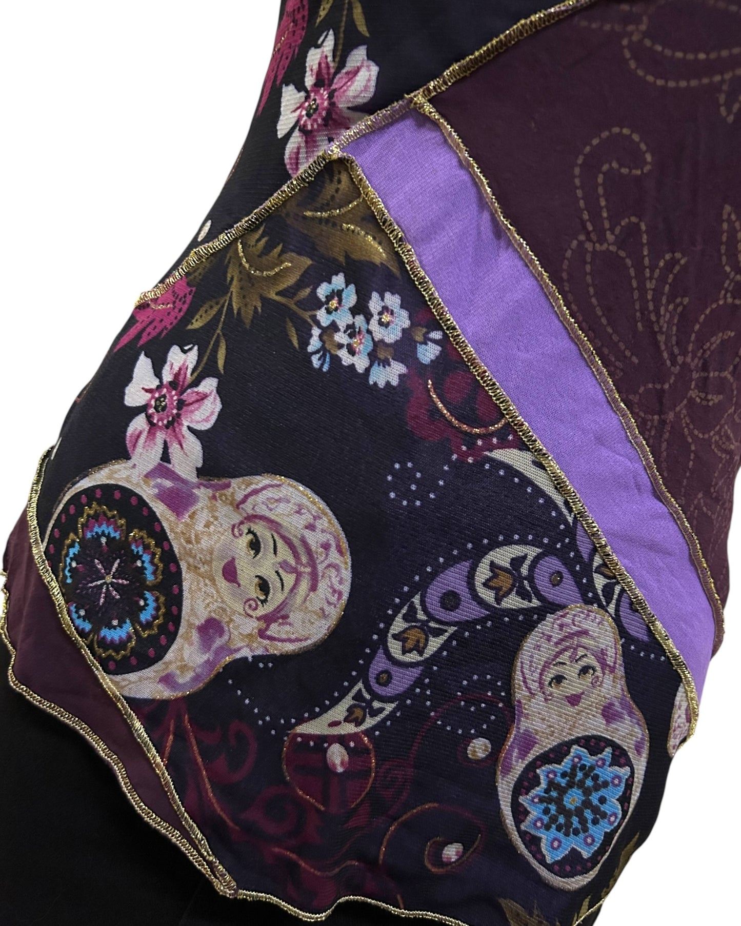 Vintage Floral Nesting Doll Pattern Sleeveless Tops Small