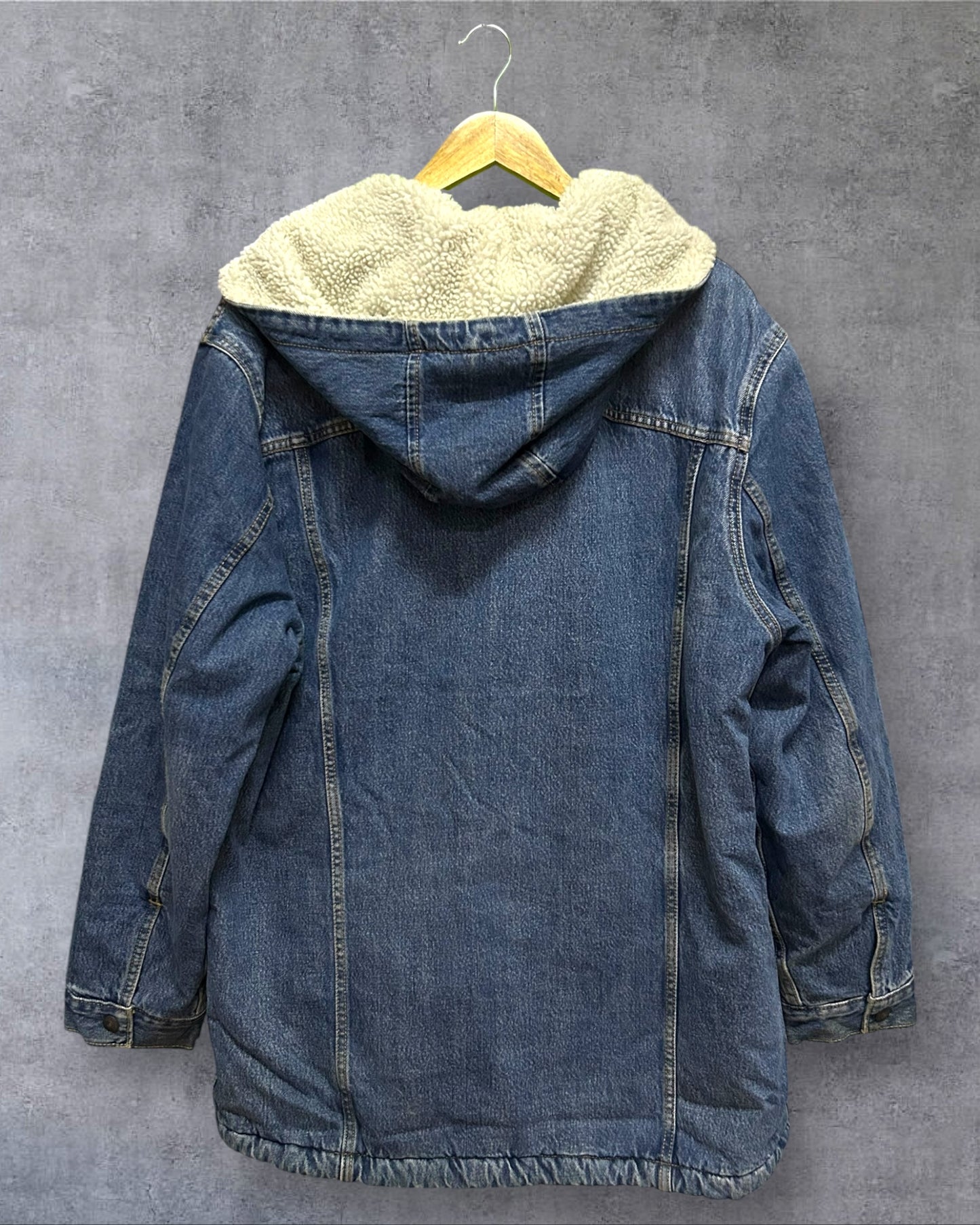Vintage Levi’s Jean Jacket Sherpa Lined Drawstring Hoodie Large to XXL