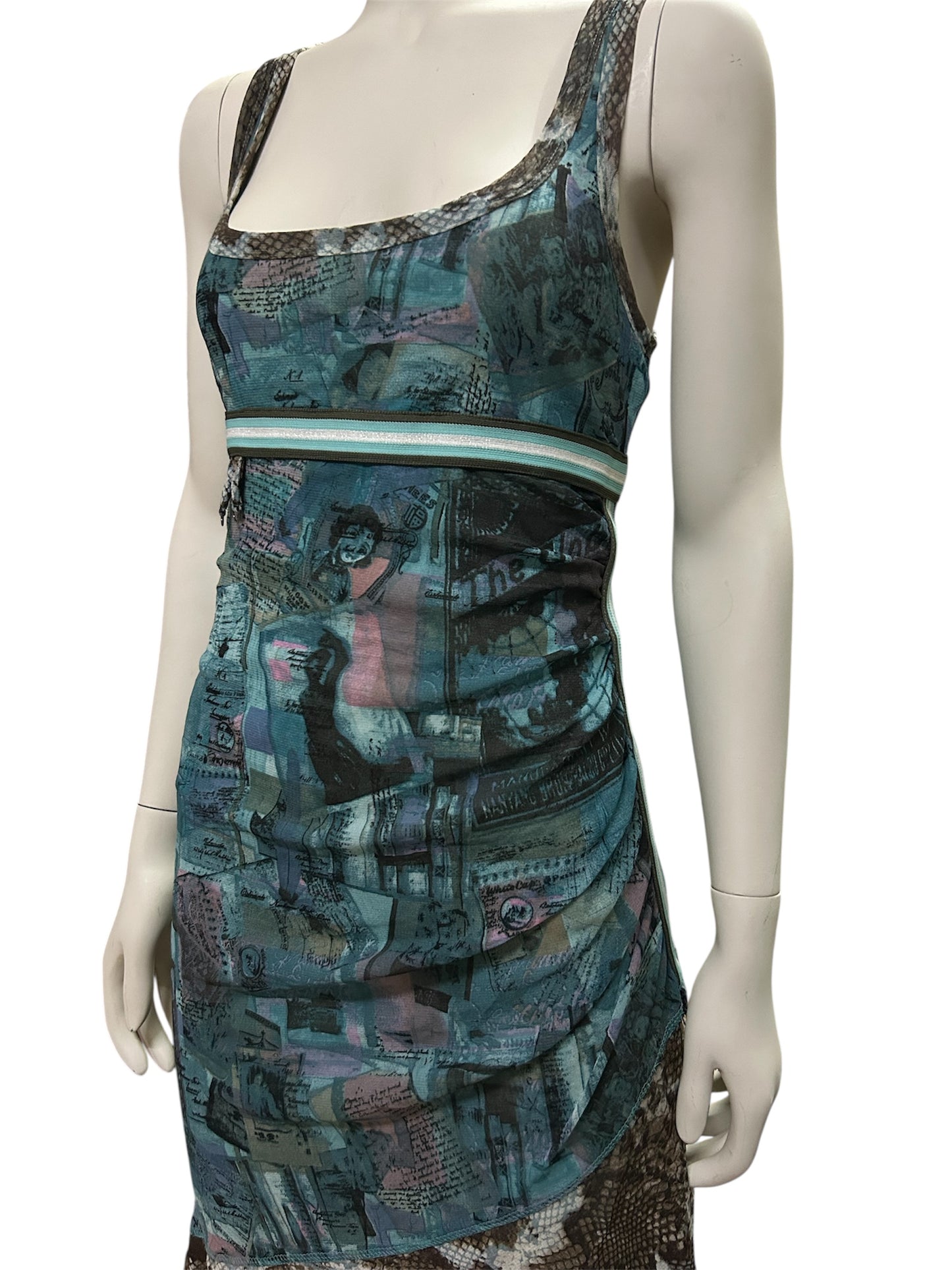 Abstract Print Sleeveless Maxi Dress XL