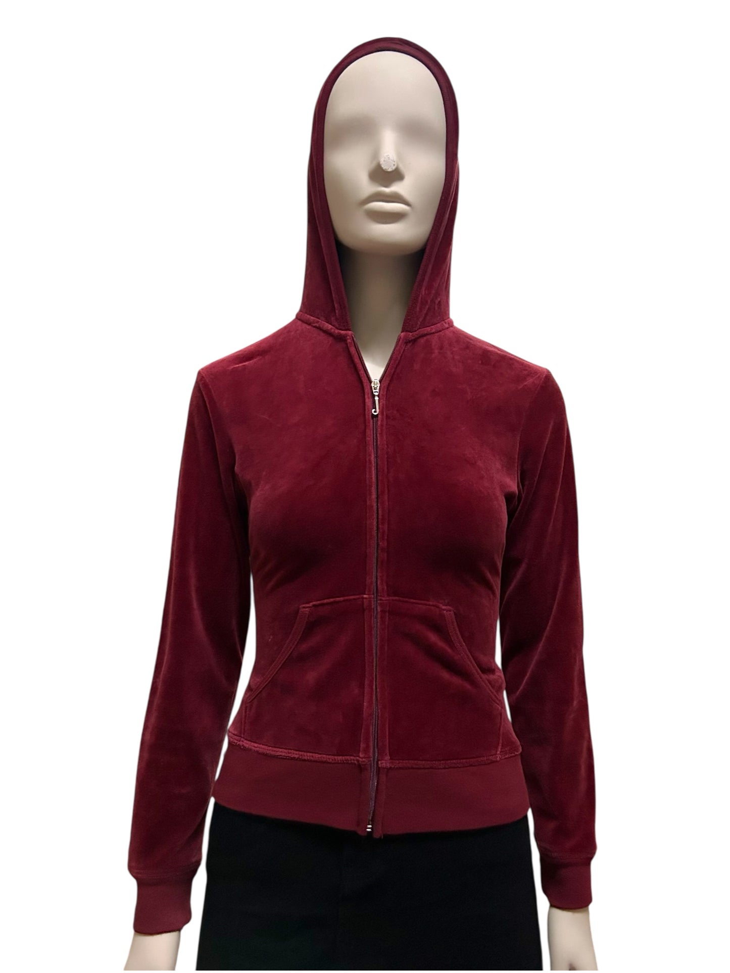 Y2k Juicy Couture Maroon Velour Zip Hoodie Once Upon A Time Back Hit Large