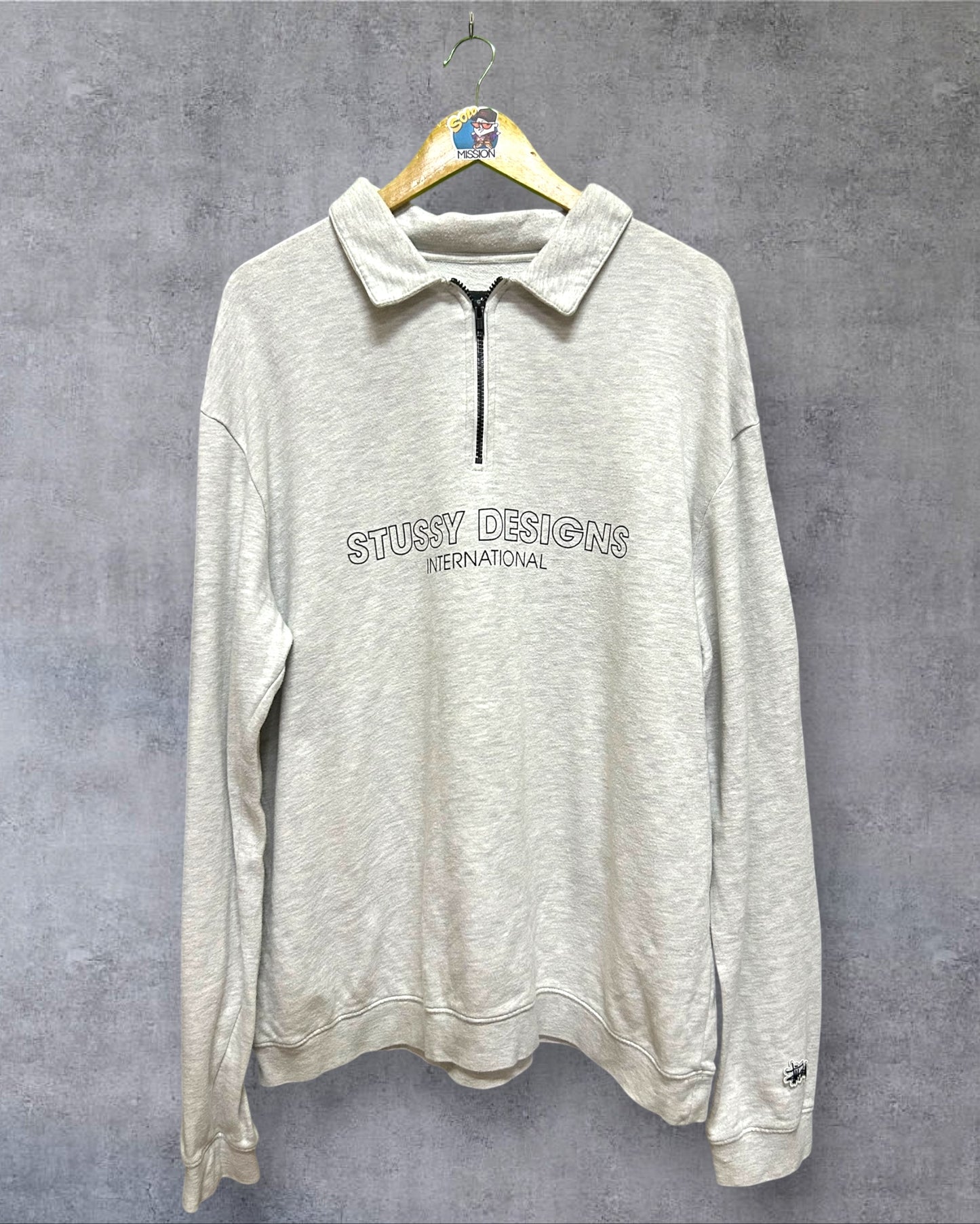 Stussy Quarter Zip Heather Gray Long Sleeve XL