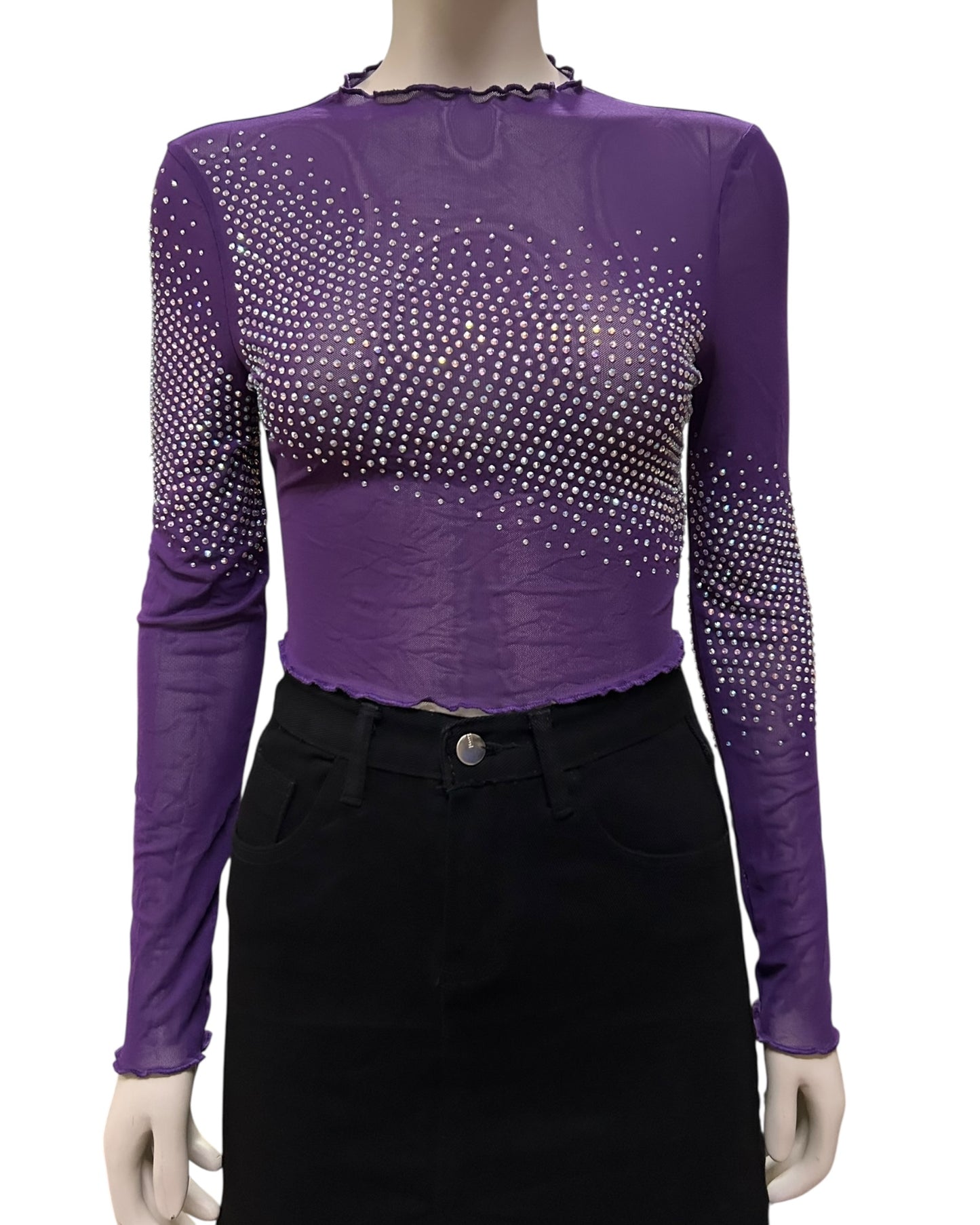 Rubby Fitted Mesh Long Sleeve Top Medium