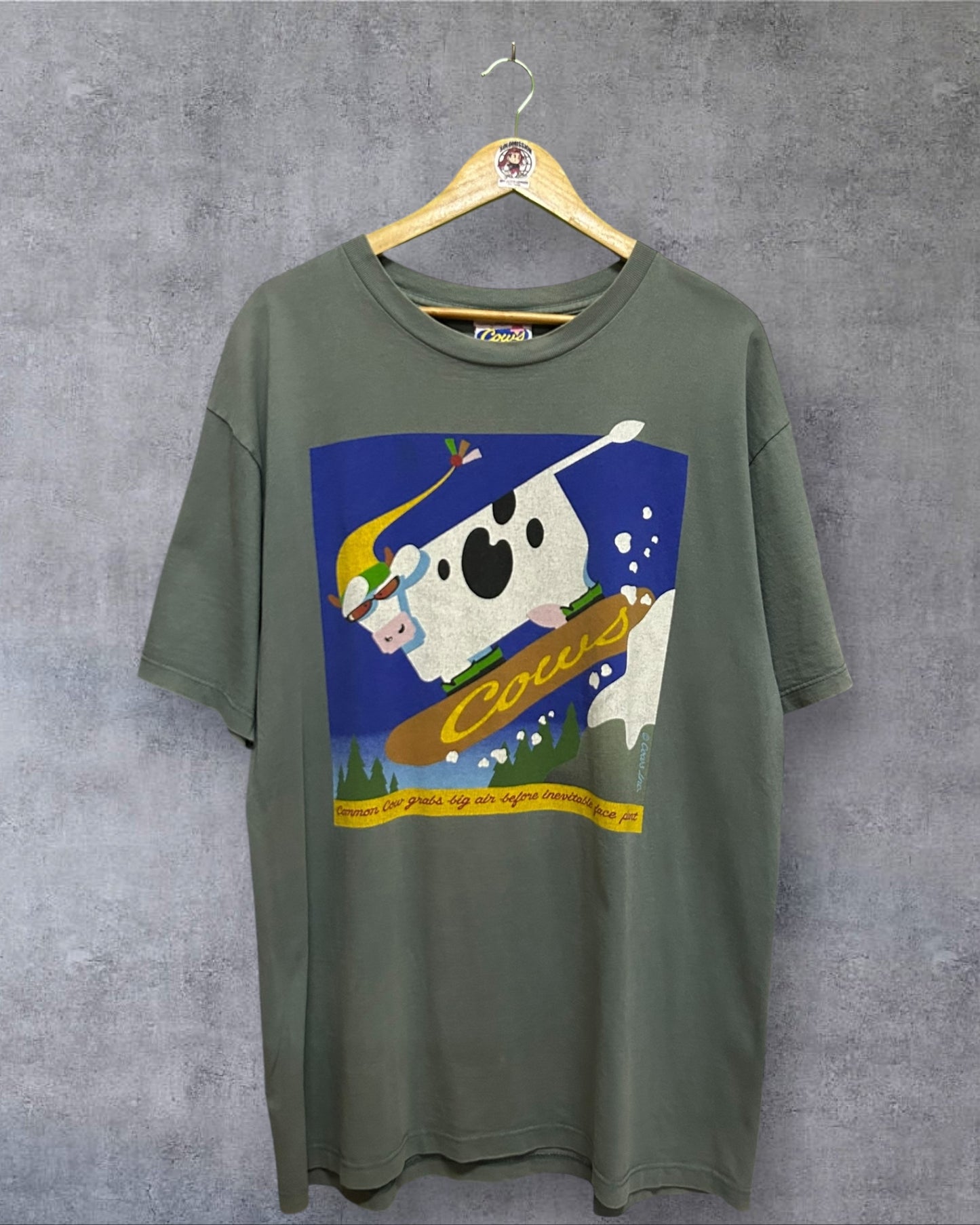 Vintage 90’s Cows Skiing Green Large on Tag Fit to XL