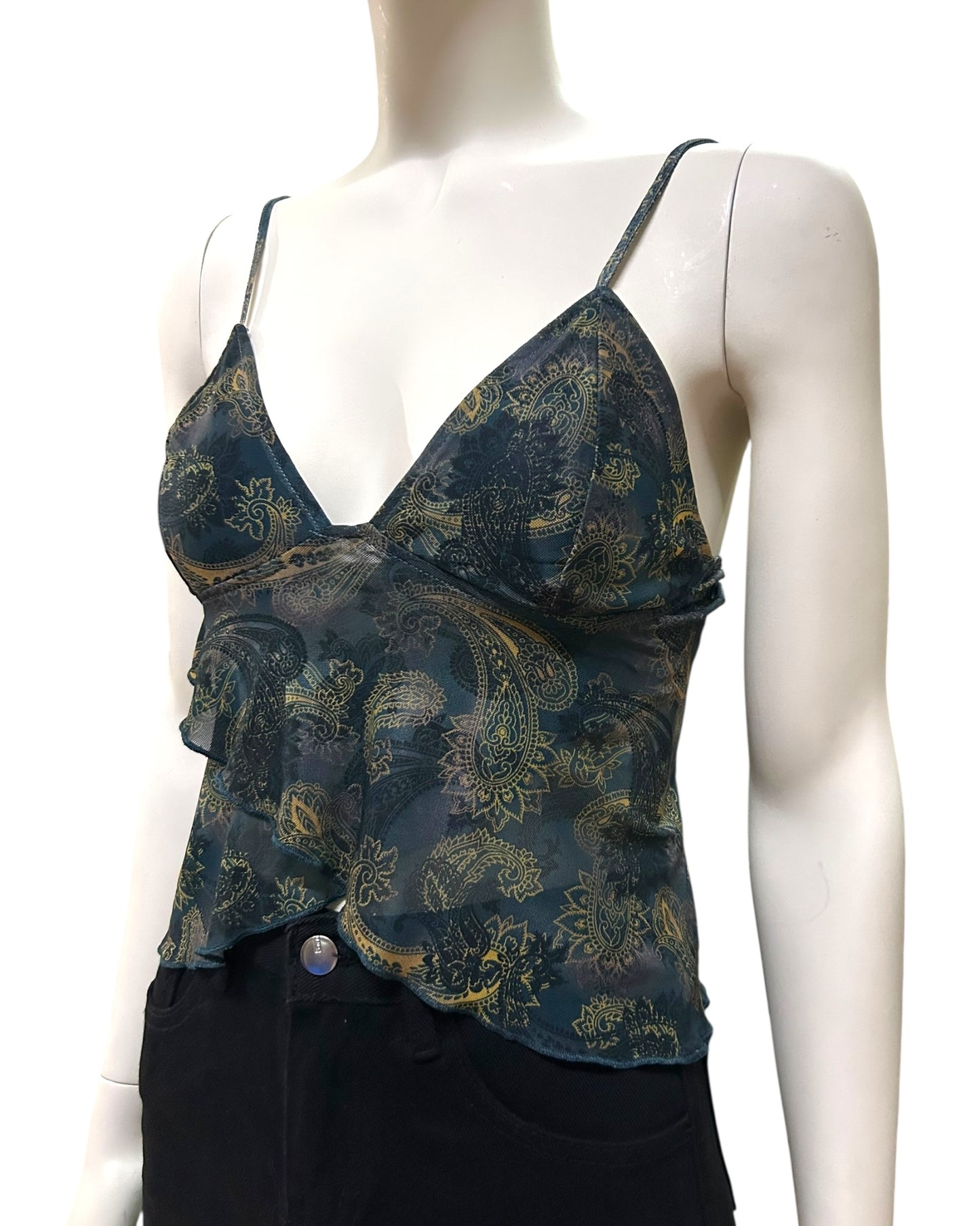 Cross Over Mesh Crop Cami Top Small to Medium