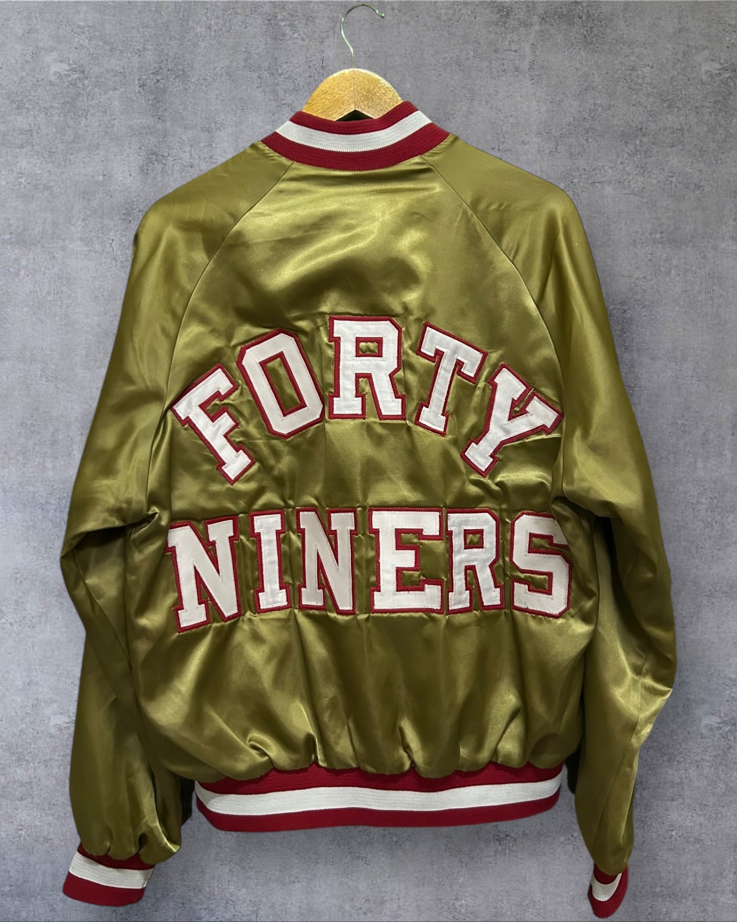 San Francisco 49ers Vintage Chalkline Gold Satin Jacket Large