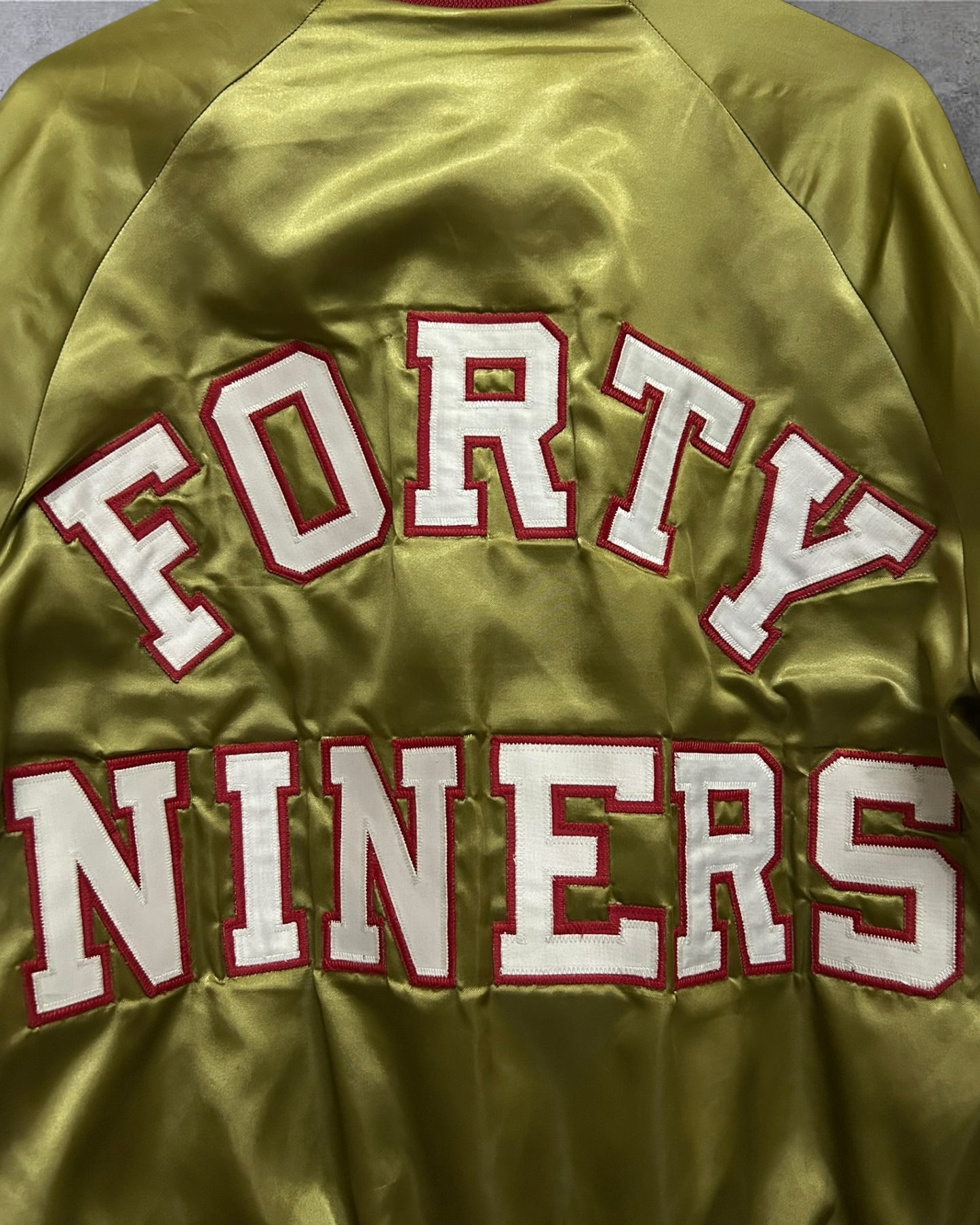 San Francisco 49ers Vintage Chalkline Gold Satin Jacket Large