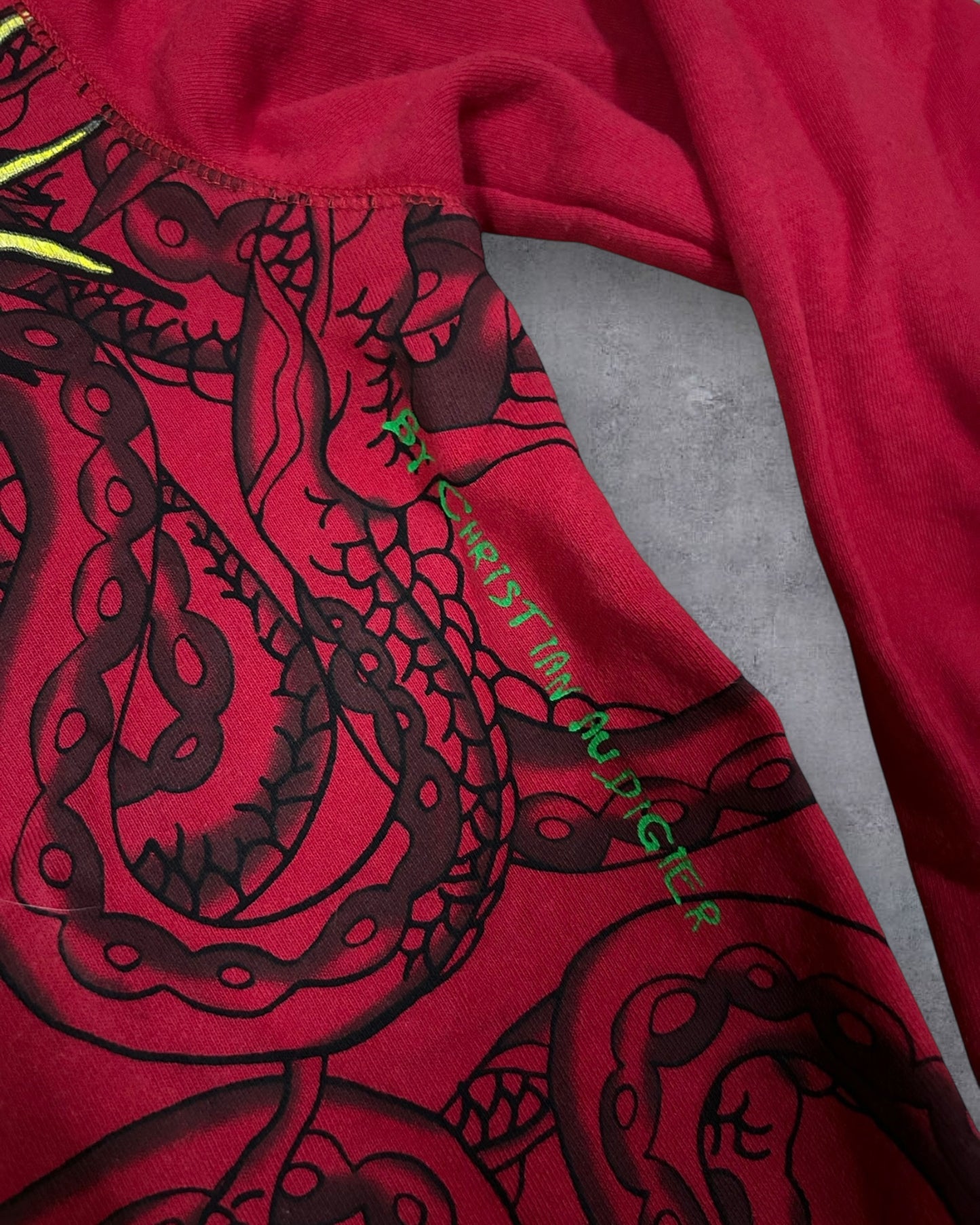Men’s Red Christian Audigier x Ed Hardy Zip Hoodie Jacket XL