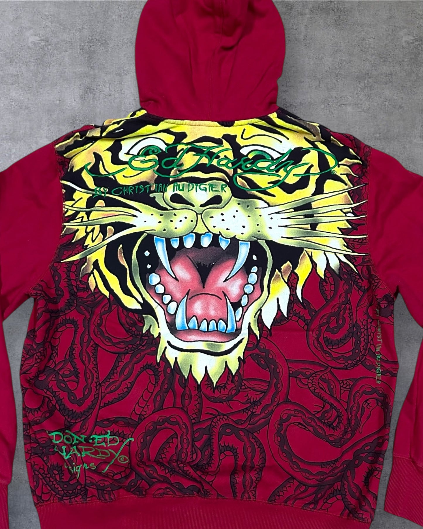 Men’s Red Christian Audigier x Ed Hardy Zip Hoodie Jacket XL