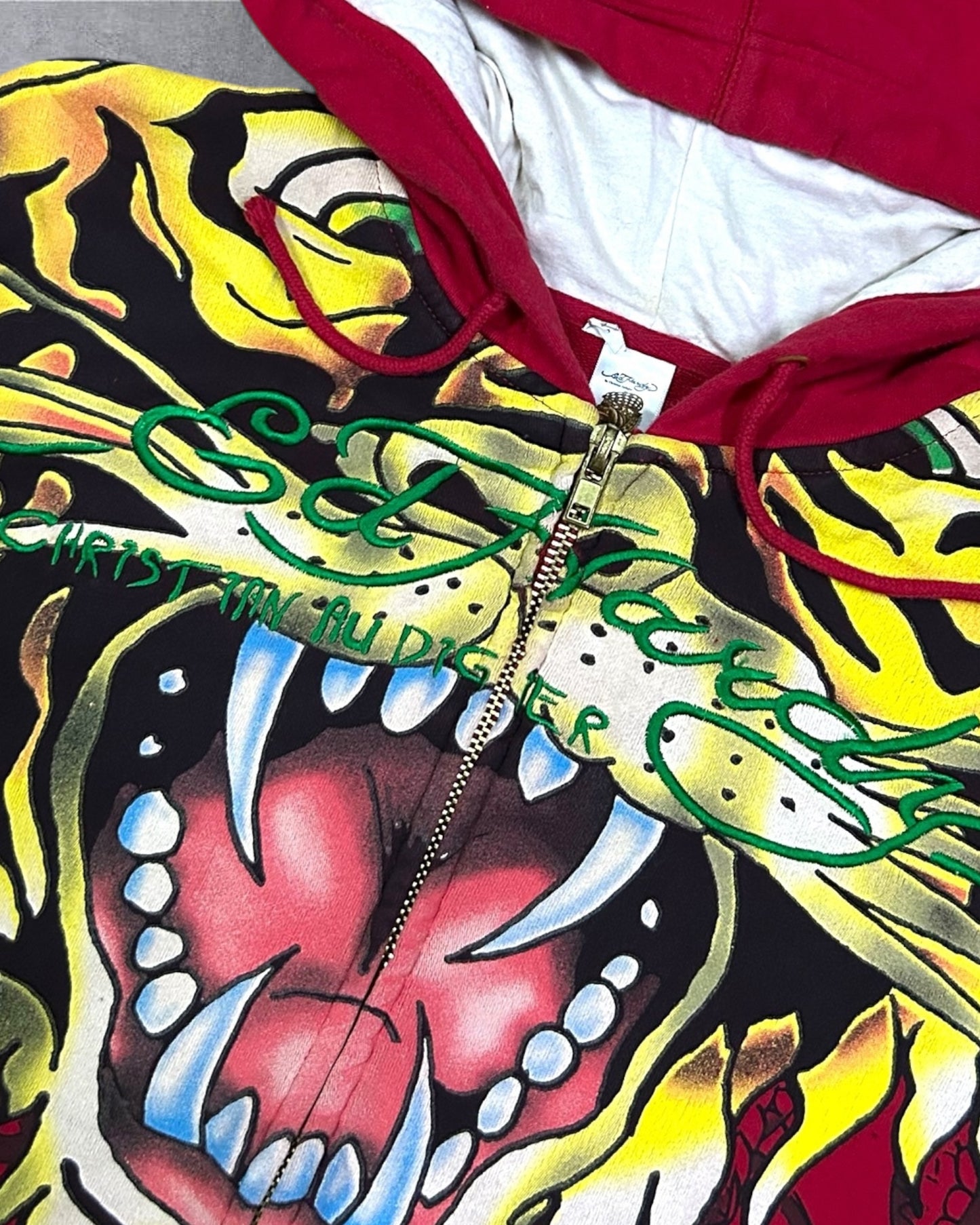 Men’s Red Christian Audigier x Ed Hardy Zip Hoodie Jacket XL