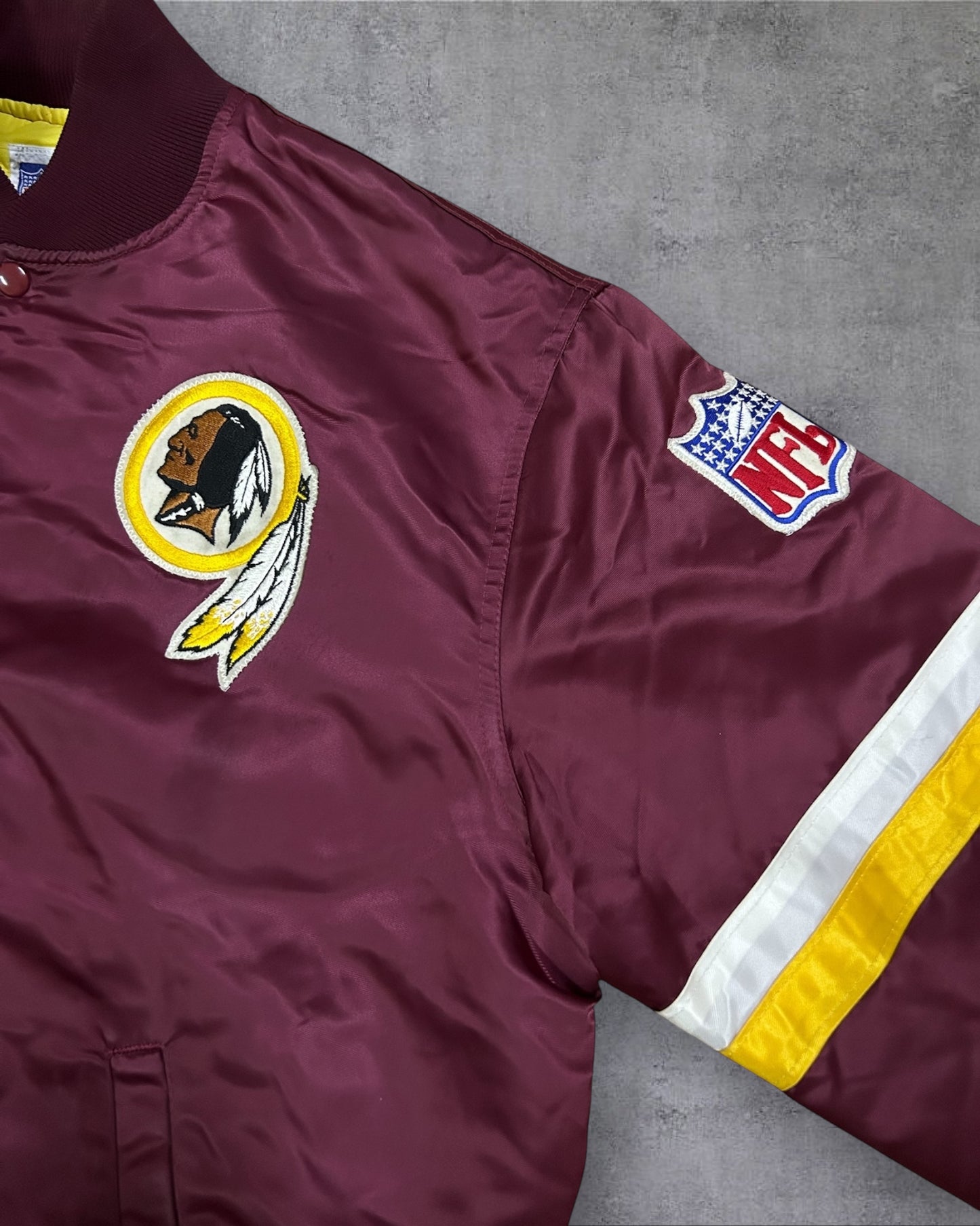 Maroon Washington Redskins Satin Bomber Jacket