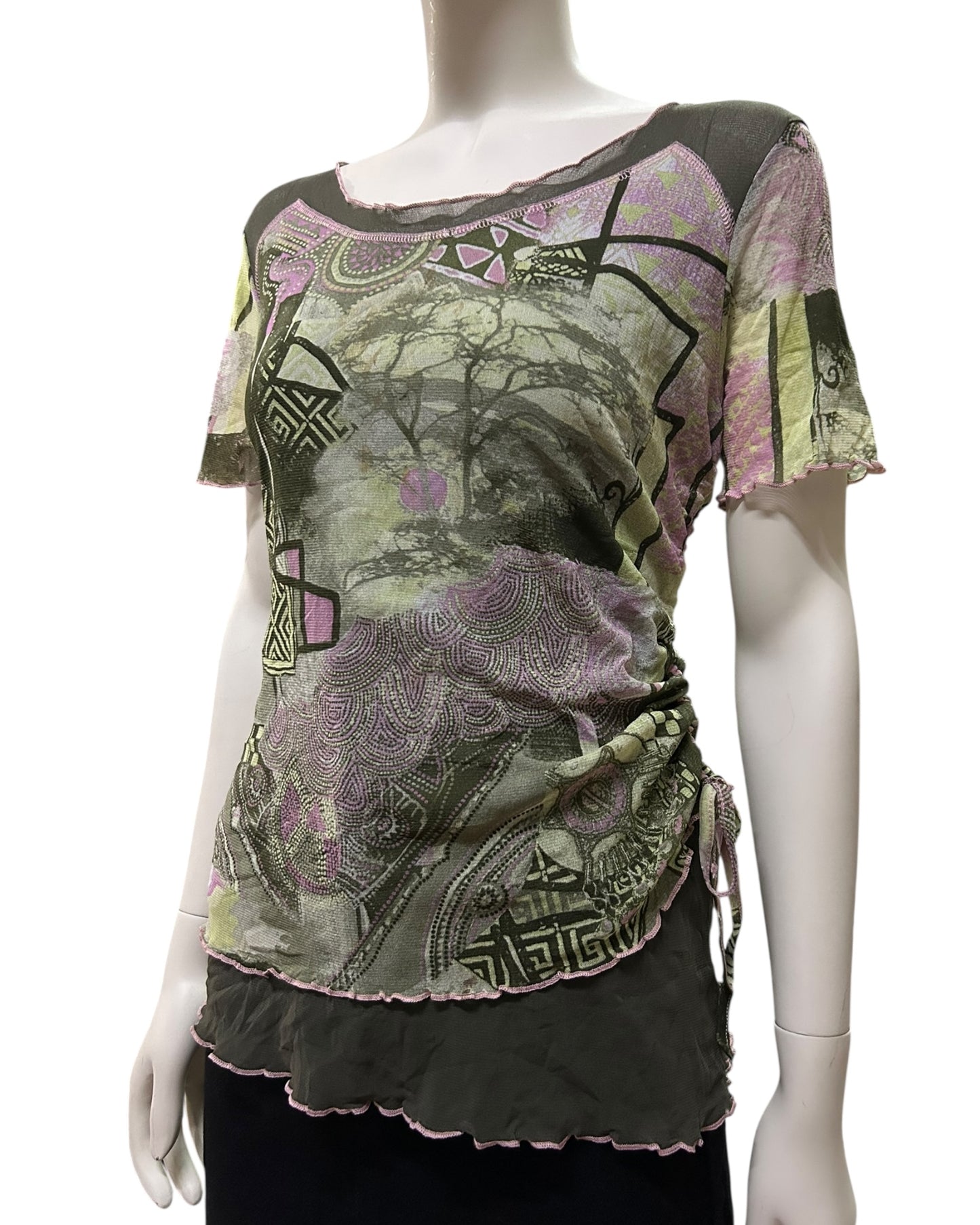 Abstract Graphic Mesh Top Medium