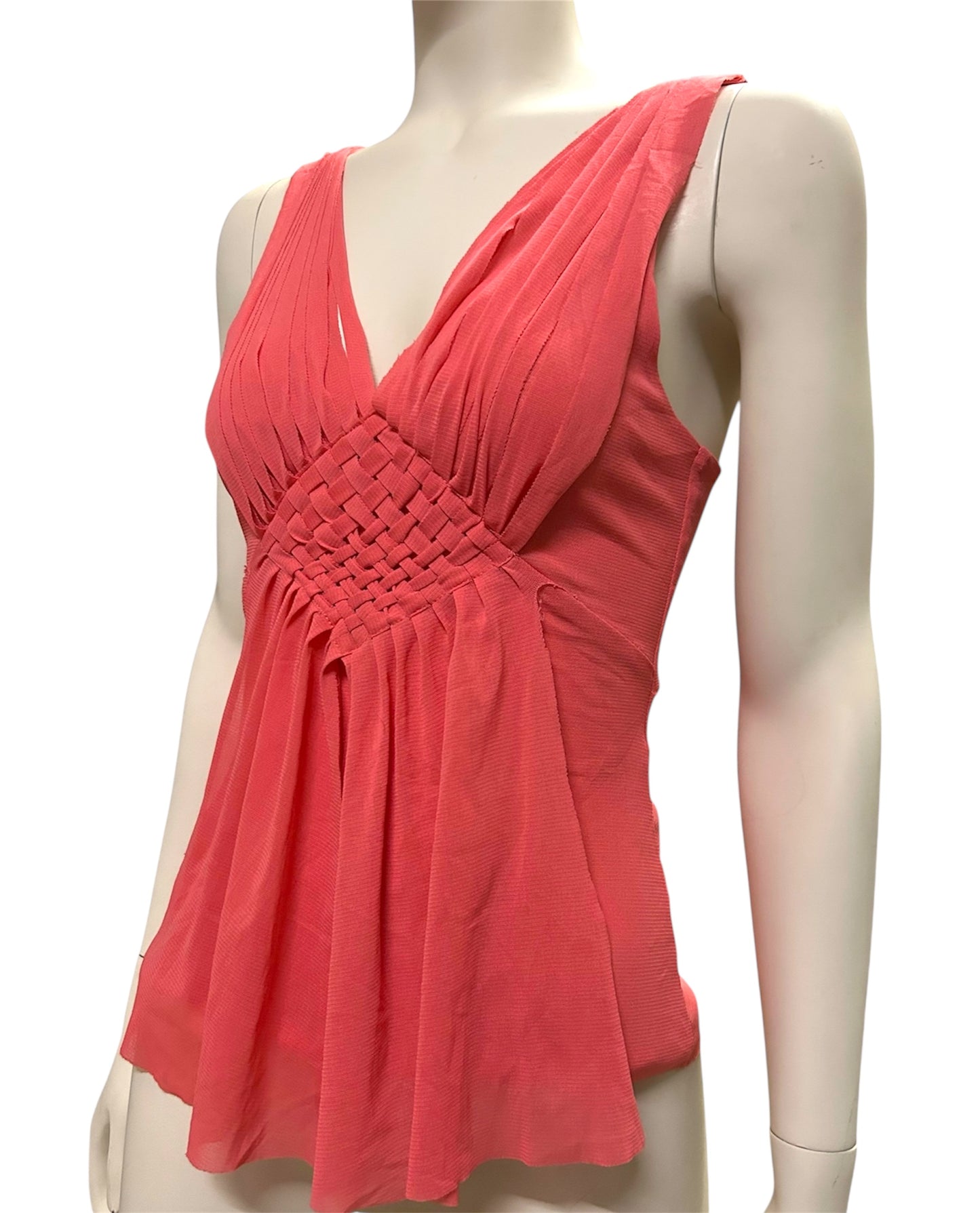 Coral Sleeveless Chiffon Top