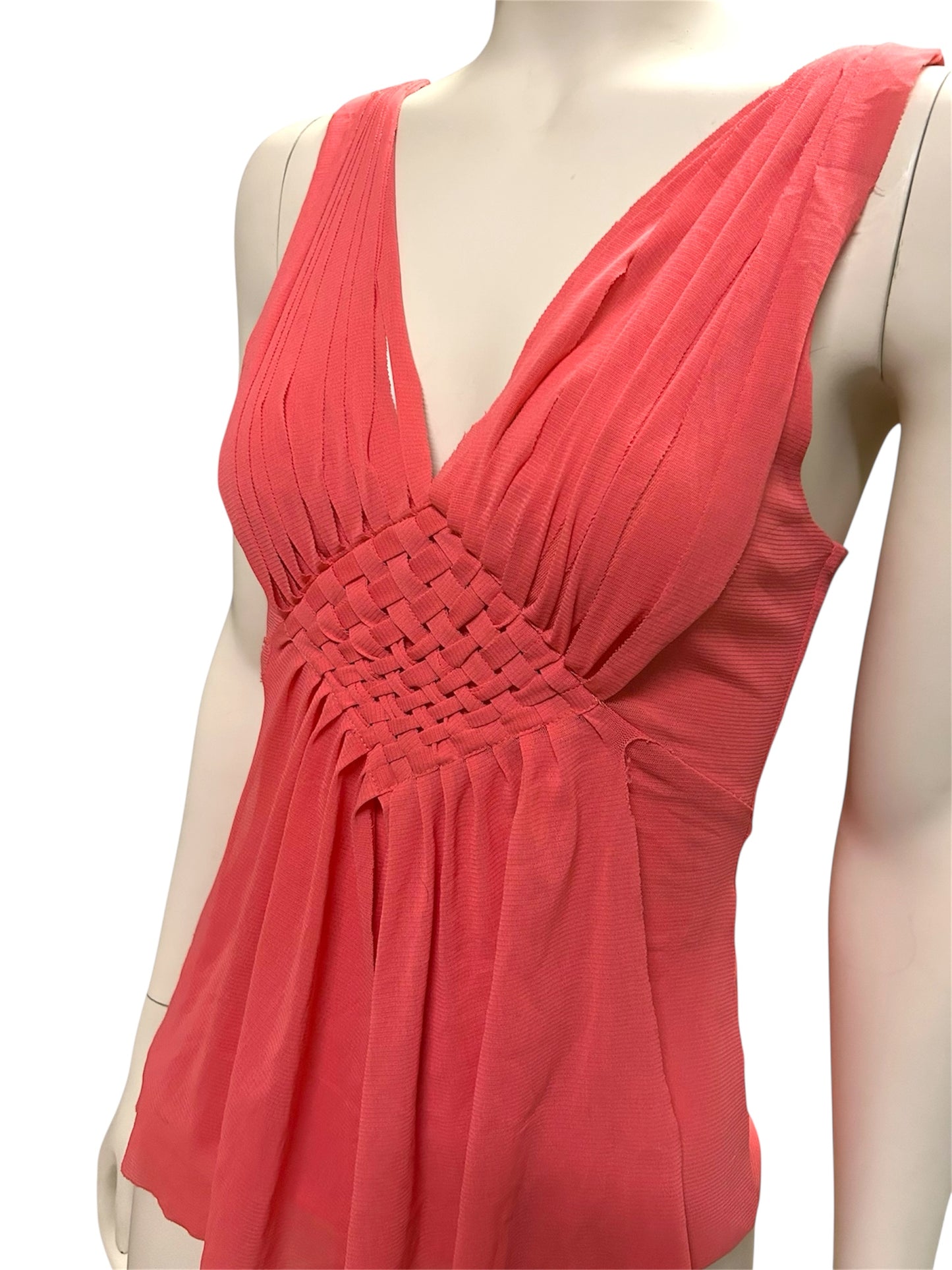 Coral Sleeveless Chiffon Top