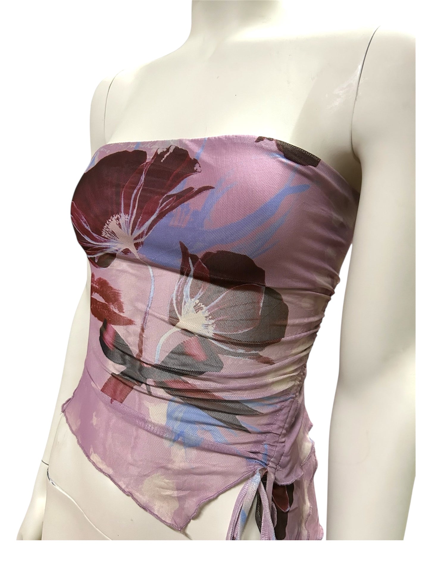 Women’s Floral Print Pink and Purple Crop Top Tube