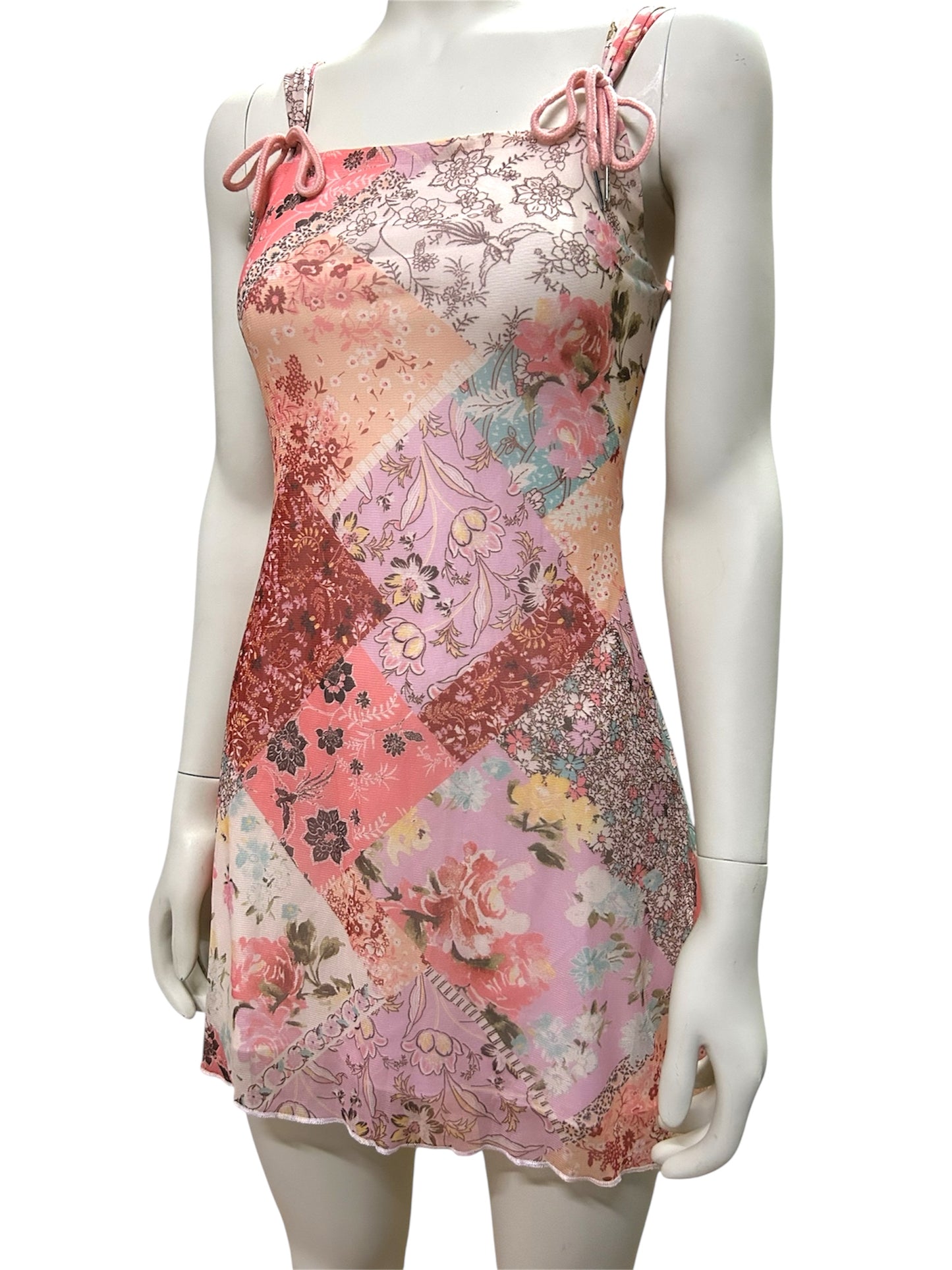 Floral Patchwork Print Cami Mini Dress