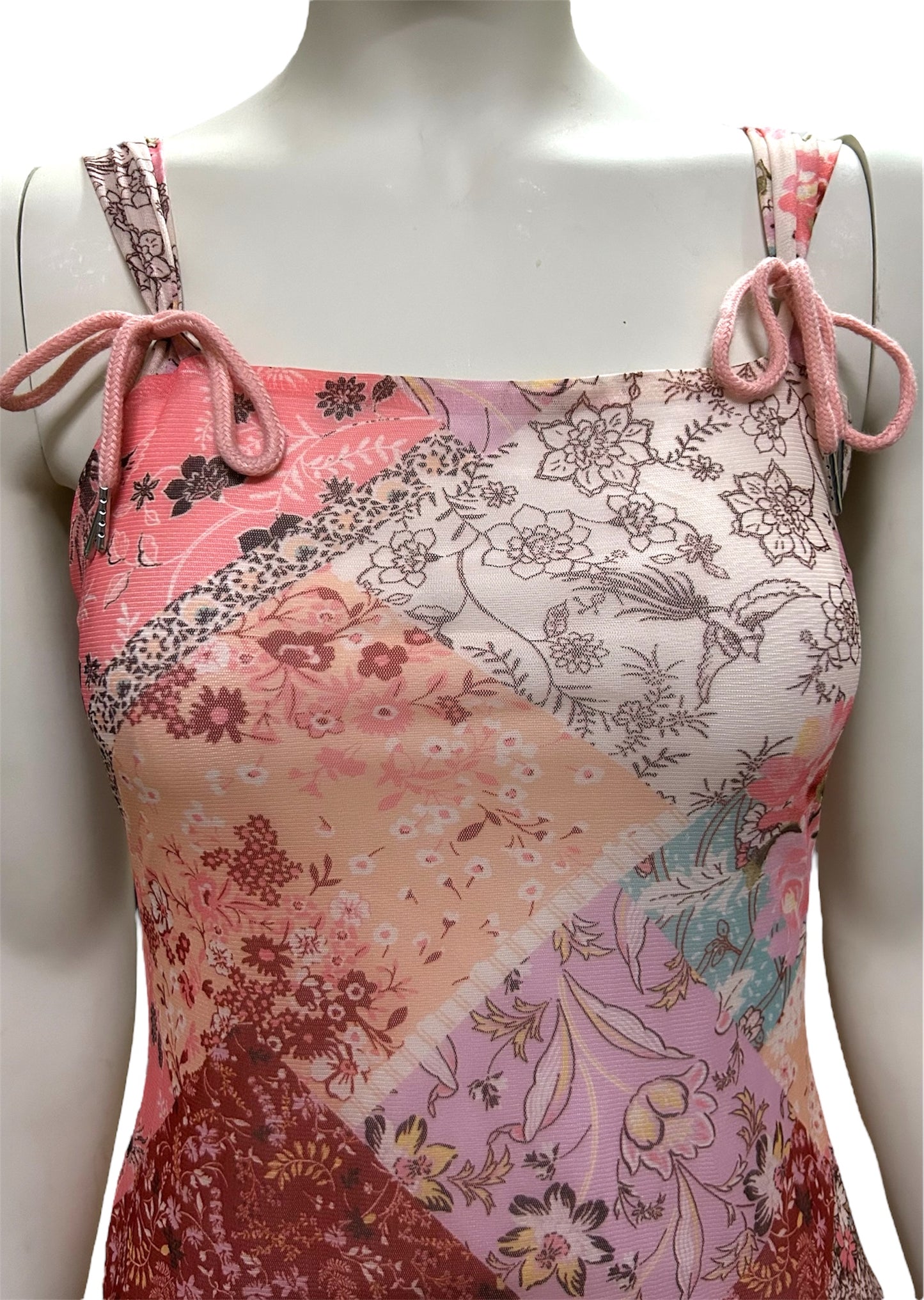 Floral Patchwork Print Cami Mini Dress