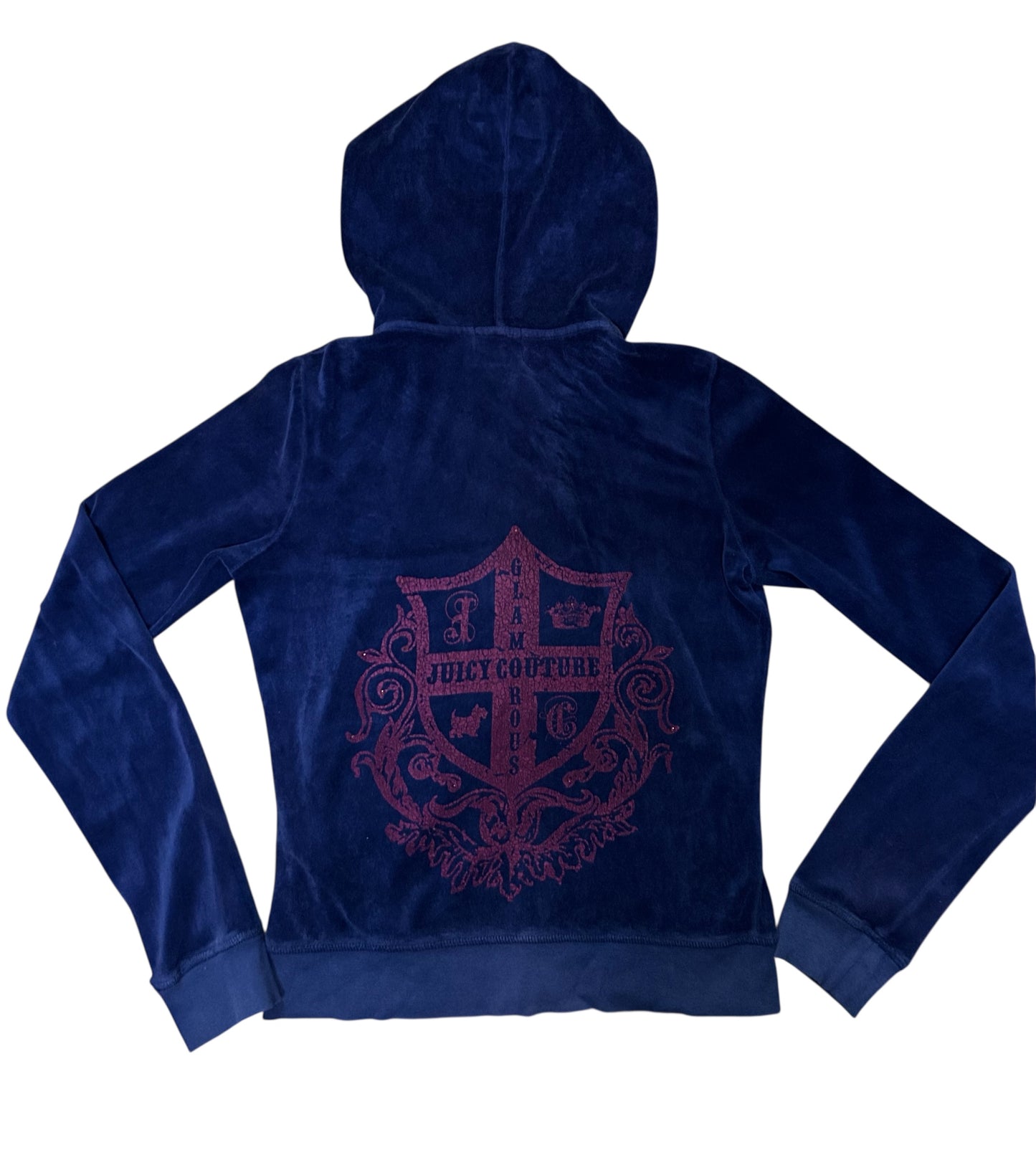 Y2k Juicy Couture Purple Velour Zip Hoodie With Back Hit Meduim