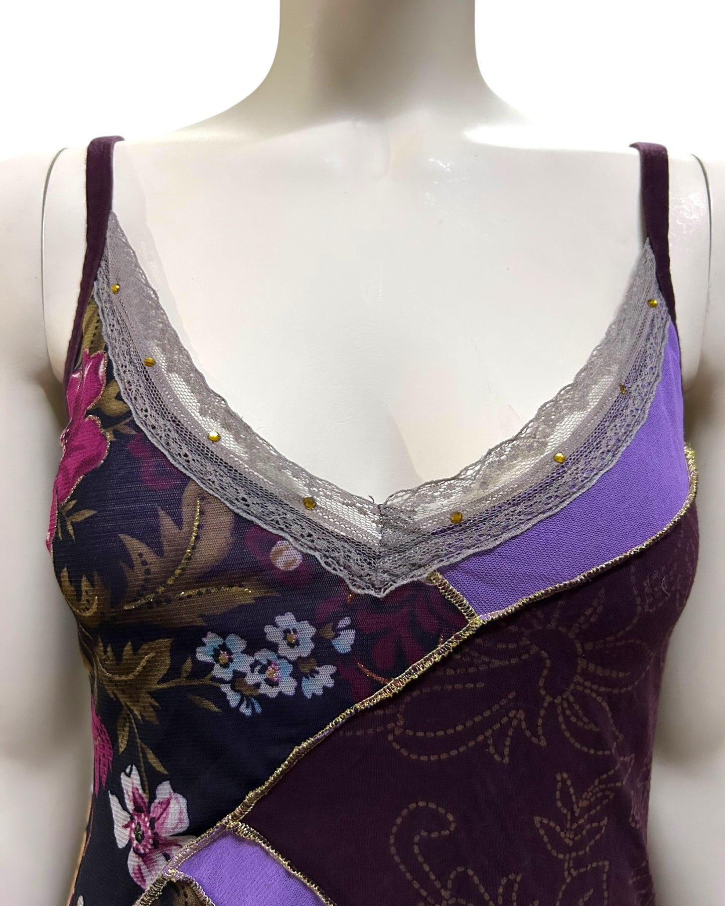 Vintage Floral Nesting Doll Pattern Sleeveless Tops Small
