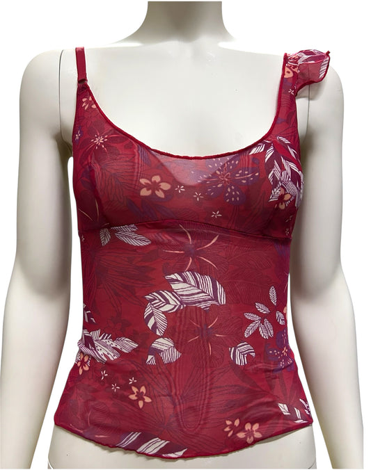 Red Floral Printed Cami Top