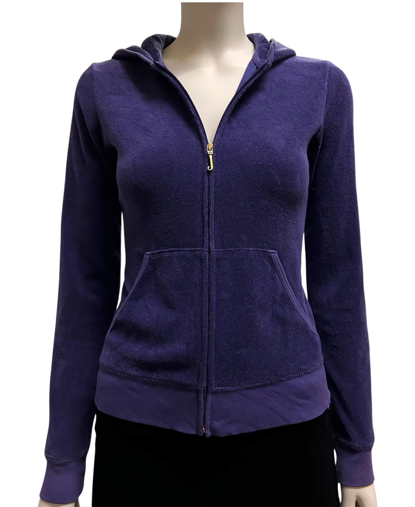 Y2K Juicy Couture Sequins Velour Full Zip Hoodie With Back Hit Small