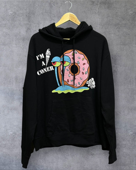 Black Hoodie With Gary Donut Graphic Large