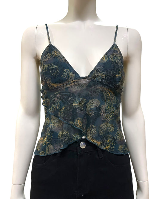 Cross Over Mesh Crop Cami Top Small to Medium