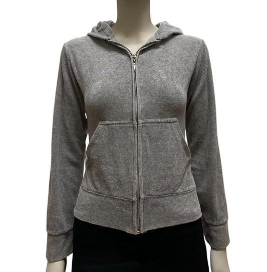 Y2k Juicy Couture Gray Zip Hoodie With Back Hit Large