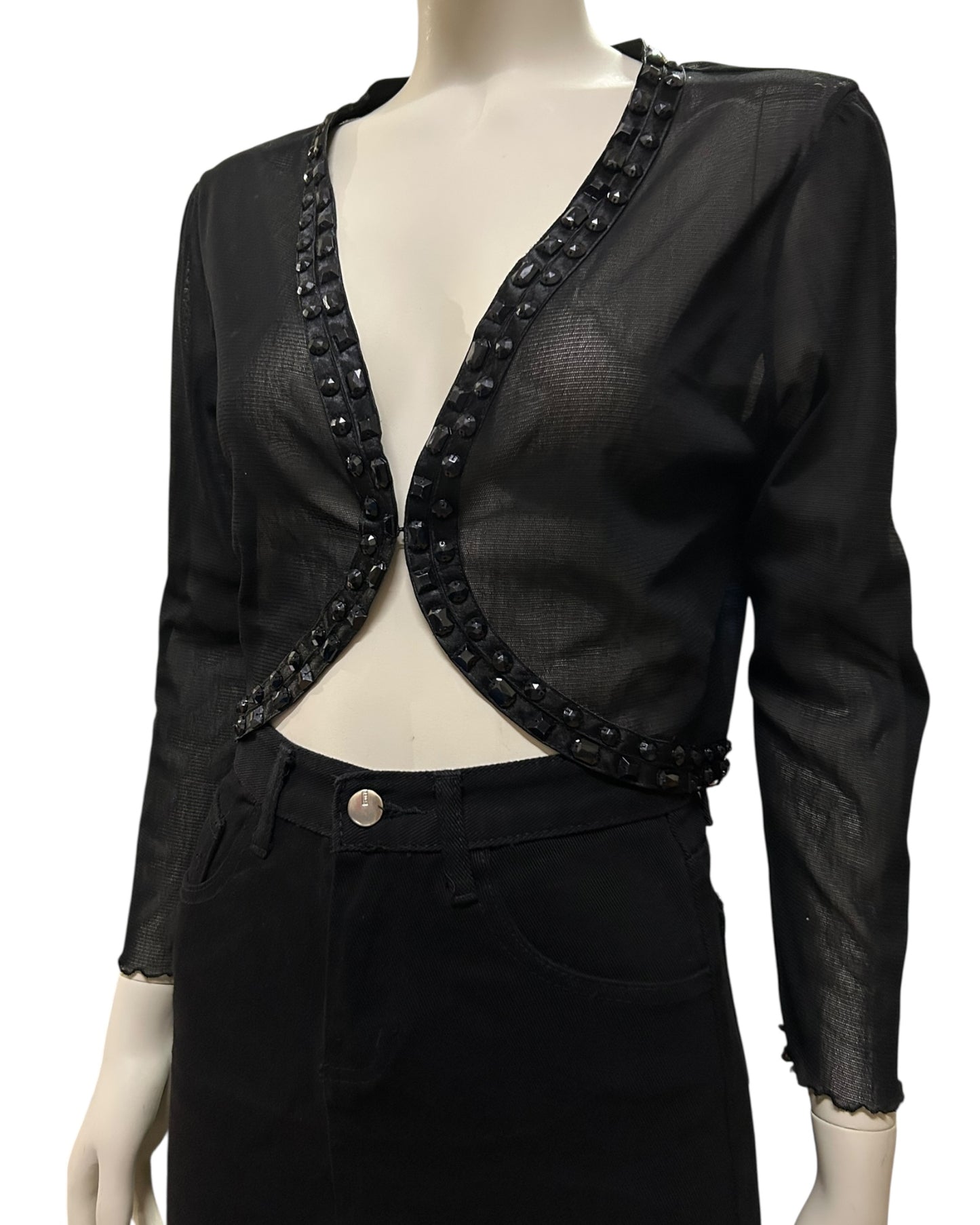 Balck Cover Up Crop Top Small