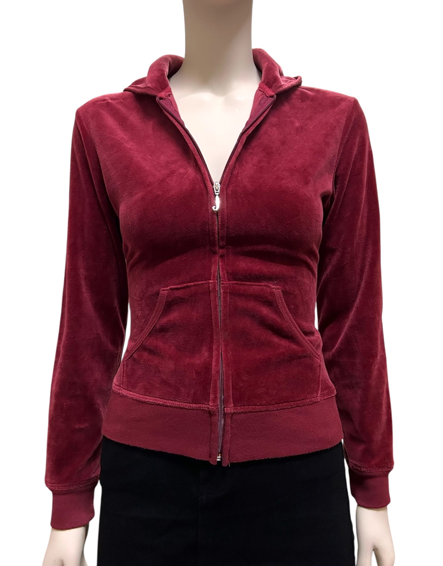 Y2k Juicy Couture Maroon Velour Zip Hoodie Once Upon A Time Back Hit Large