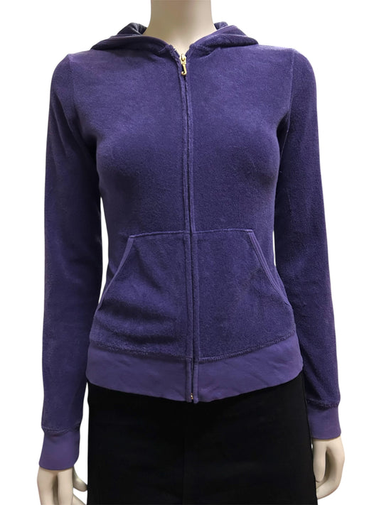 Y2K Juicy Couture Sequins Velour Full Zip Hoodie With Back Hit Small