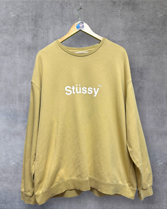 Stussy Sweatshirt Crewneck Mustard Yellow L to XL Boxy