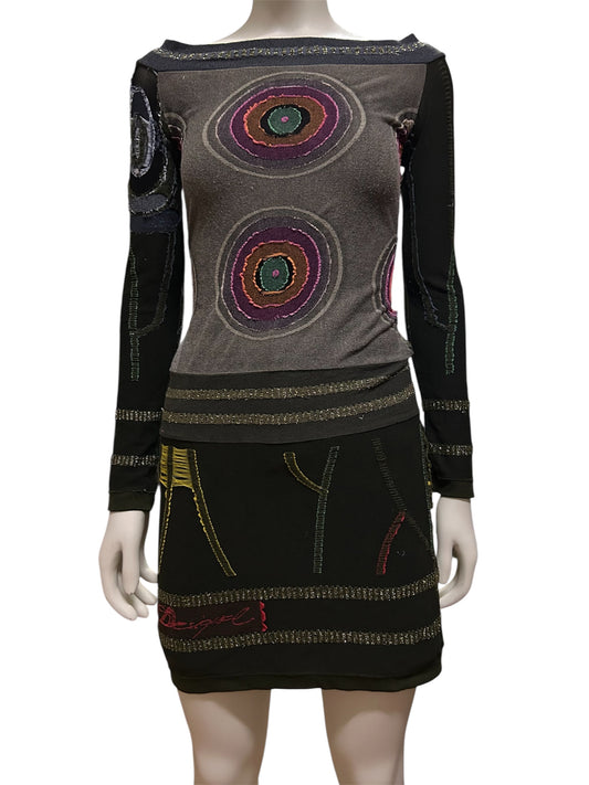 Desigual Mini Dress Green Nylon Blend
