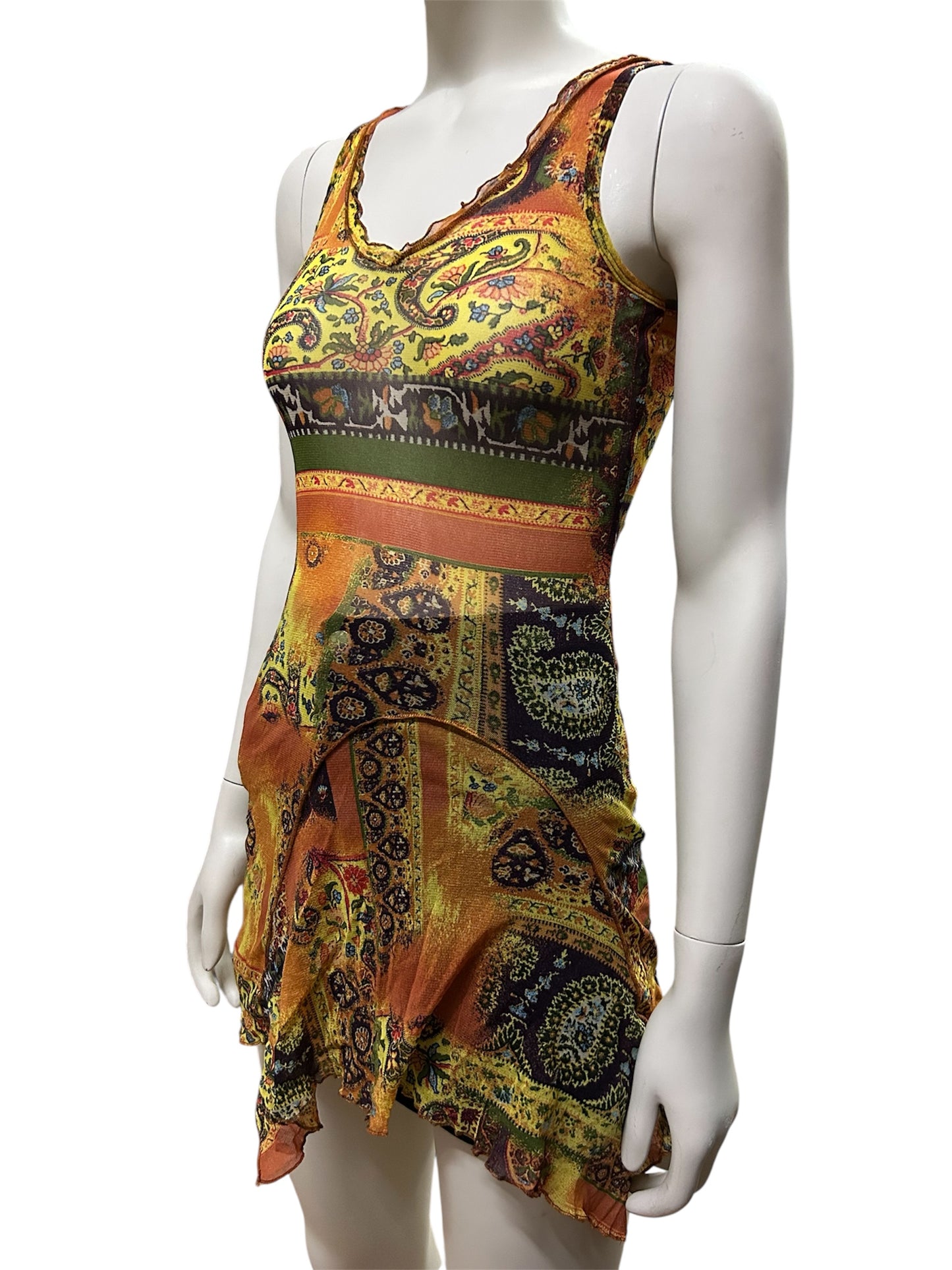 Fitted Sleeveless Paisley Print Mini Dress